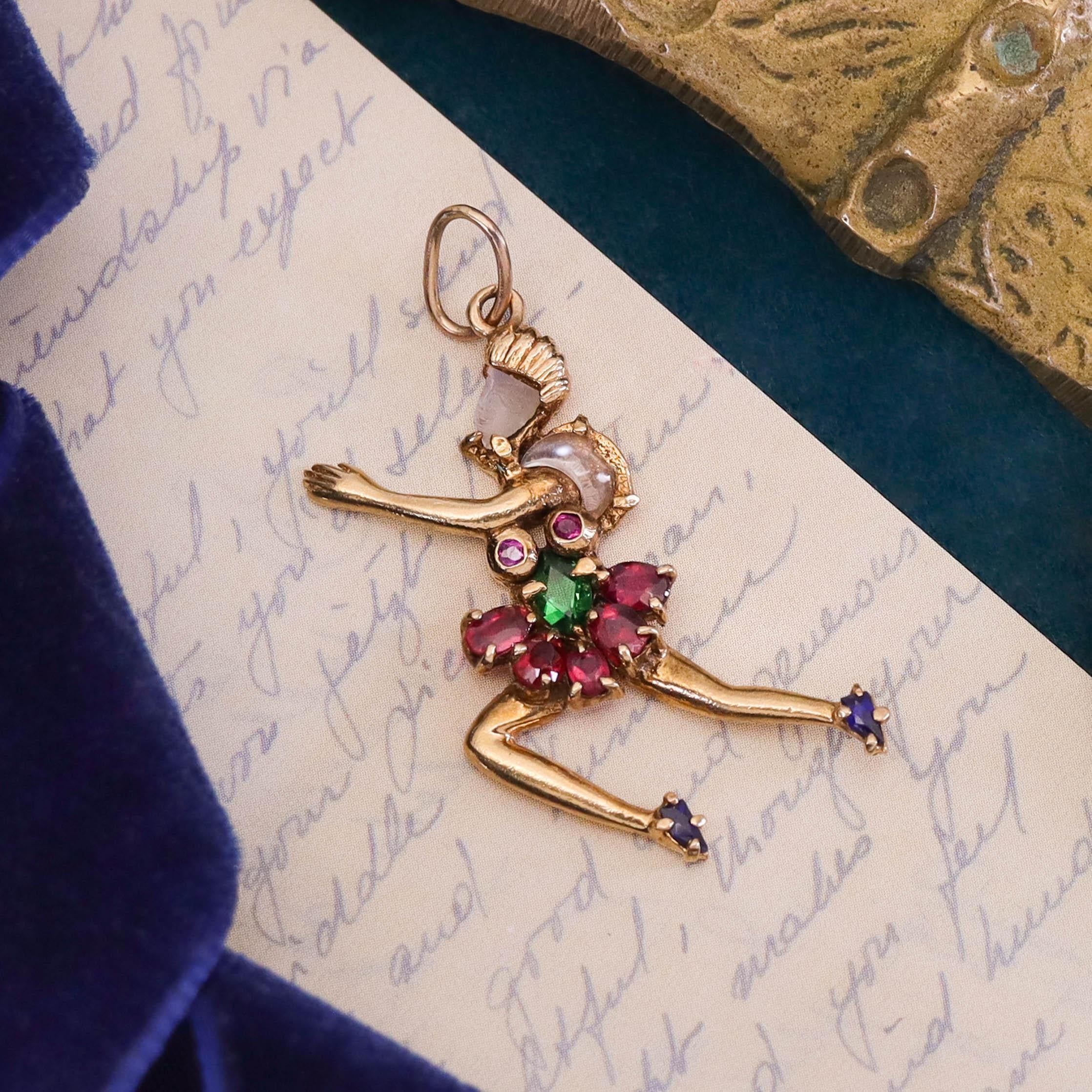 Women's Vintage Ballerina Charm of 14k Gold For Sale