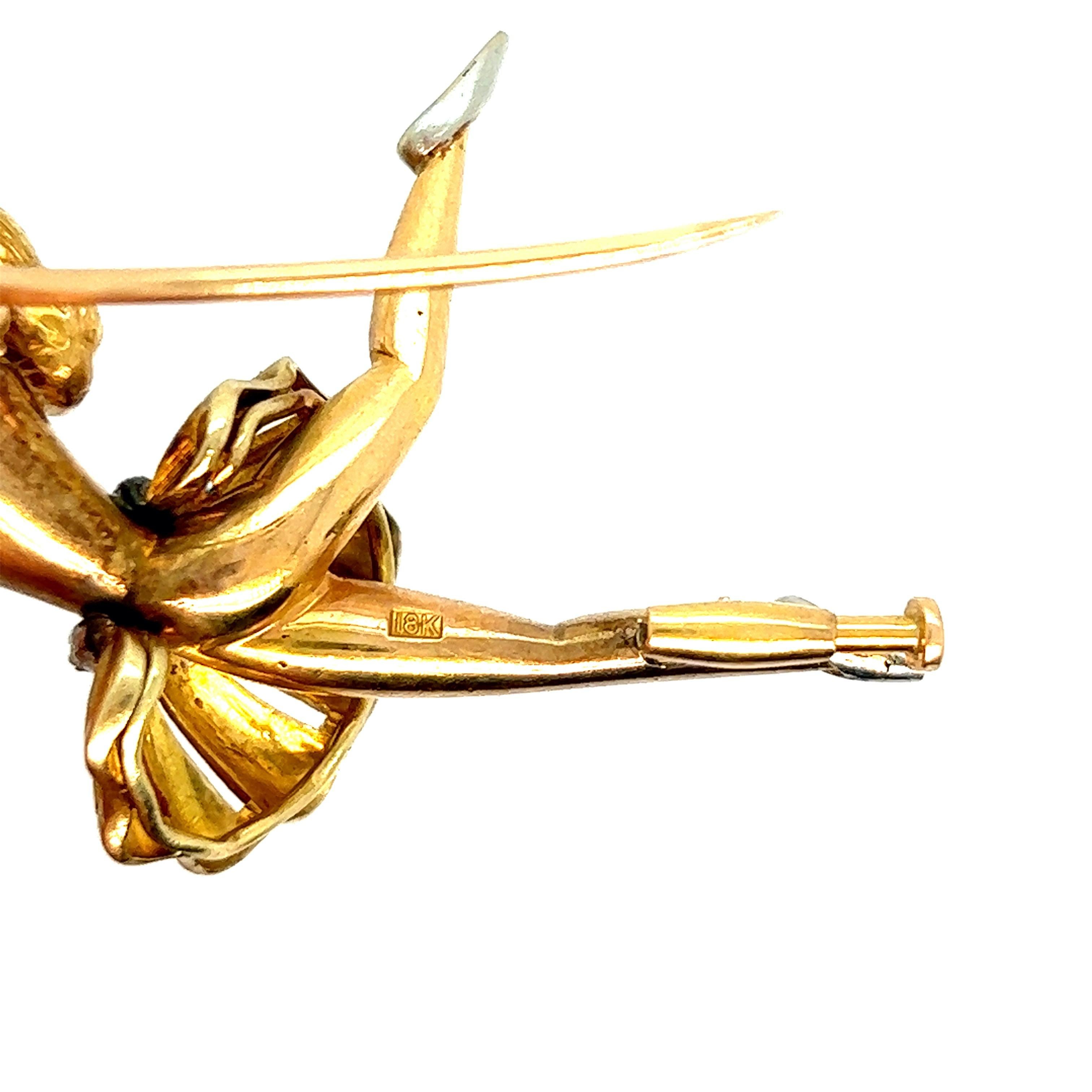 Contemporary Vintage Ballerina Gold Brooch For Sale