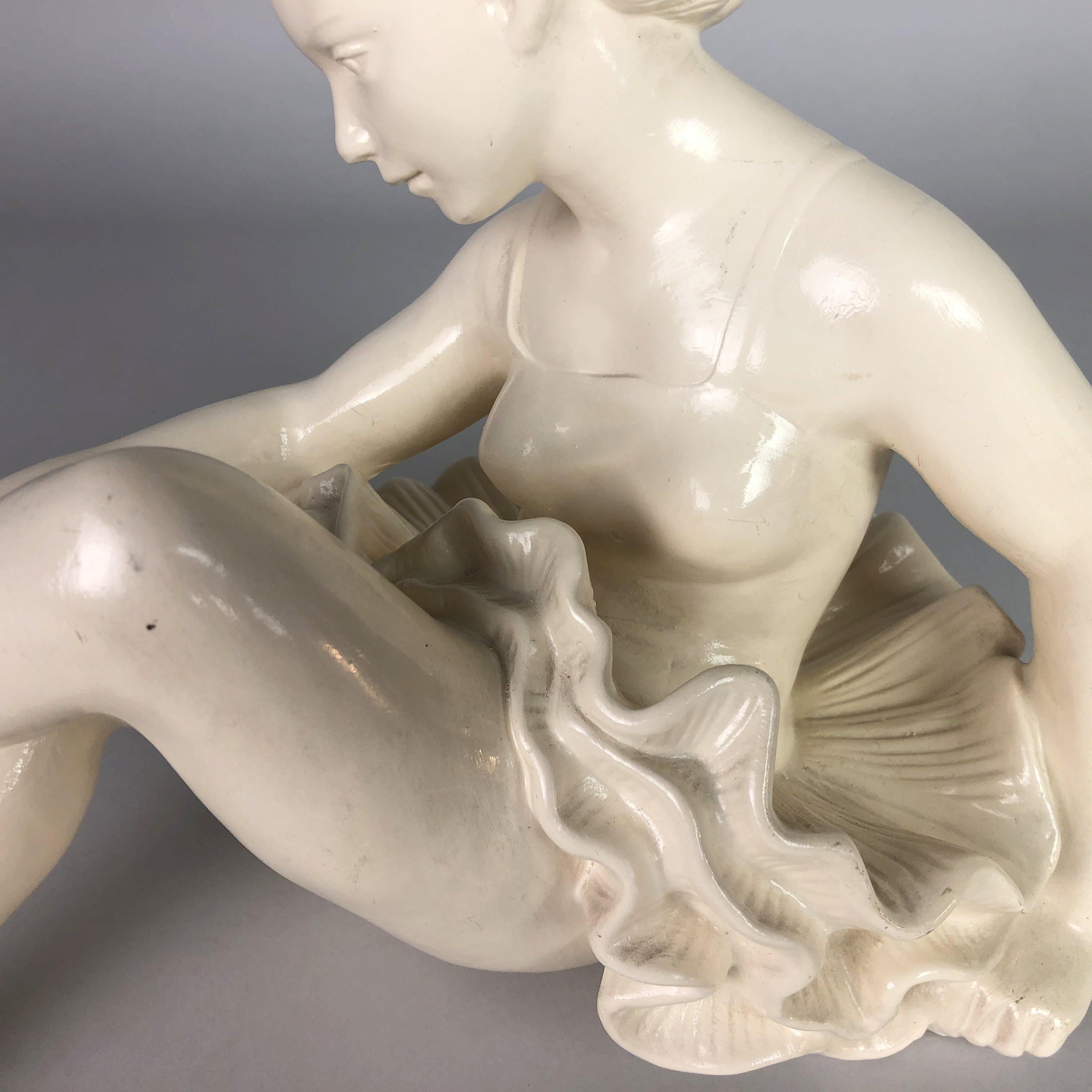 Céramique Statue de ballerine vintage de Jihokera Bechyne, Tchécoslovaquie, années 1960 en vente