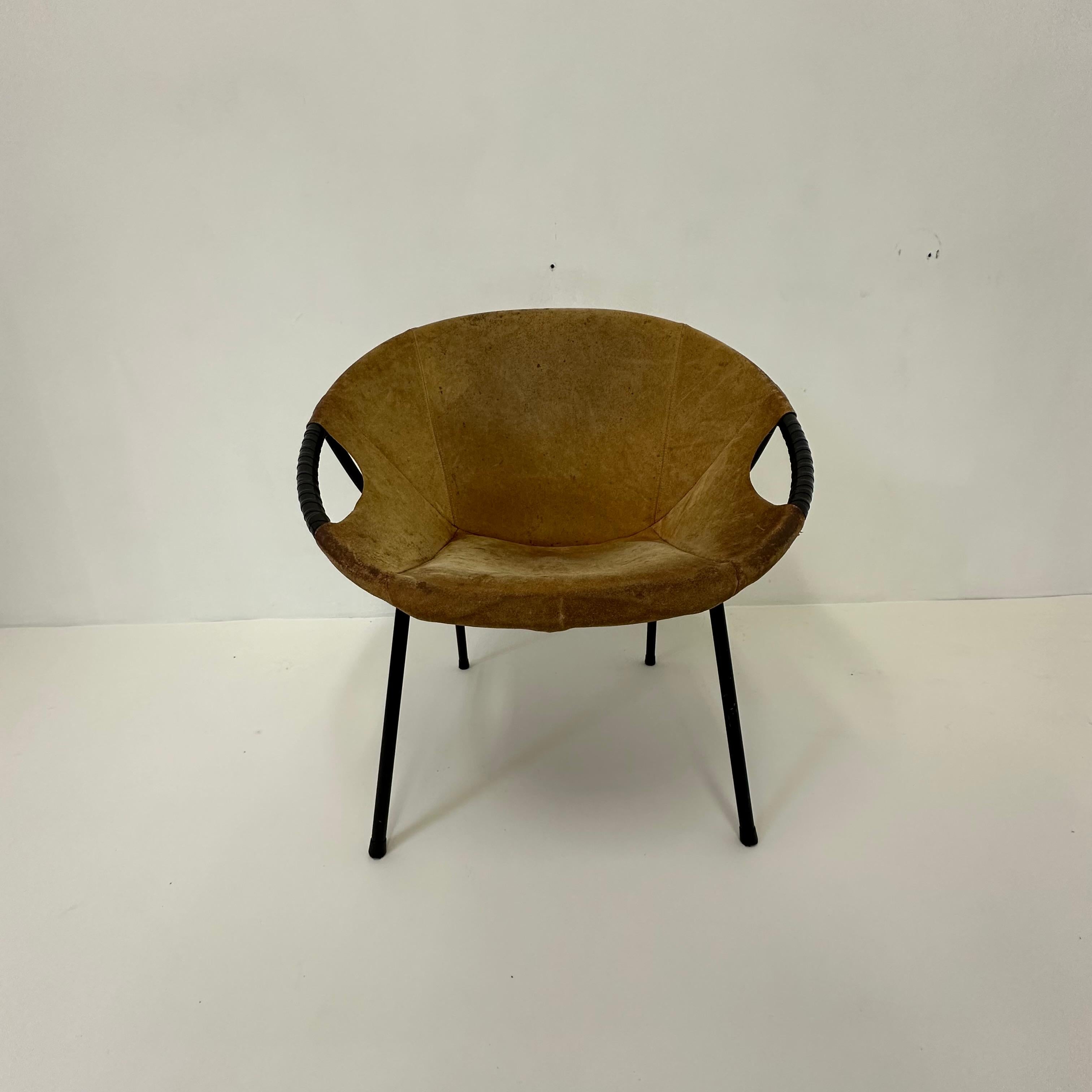 Silla globo vintage de Lusch & Co , años 70 , Alemania Metal