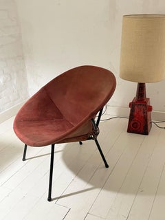 Vintage Balloon Suede Easy Chair, 1960s, Hungary