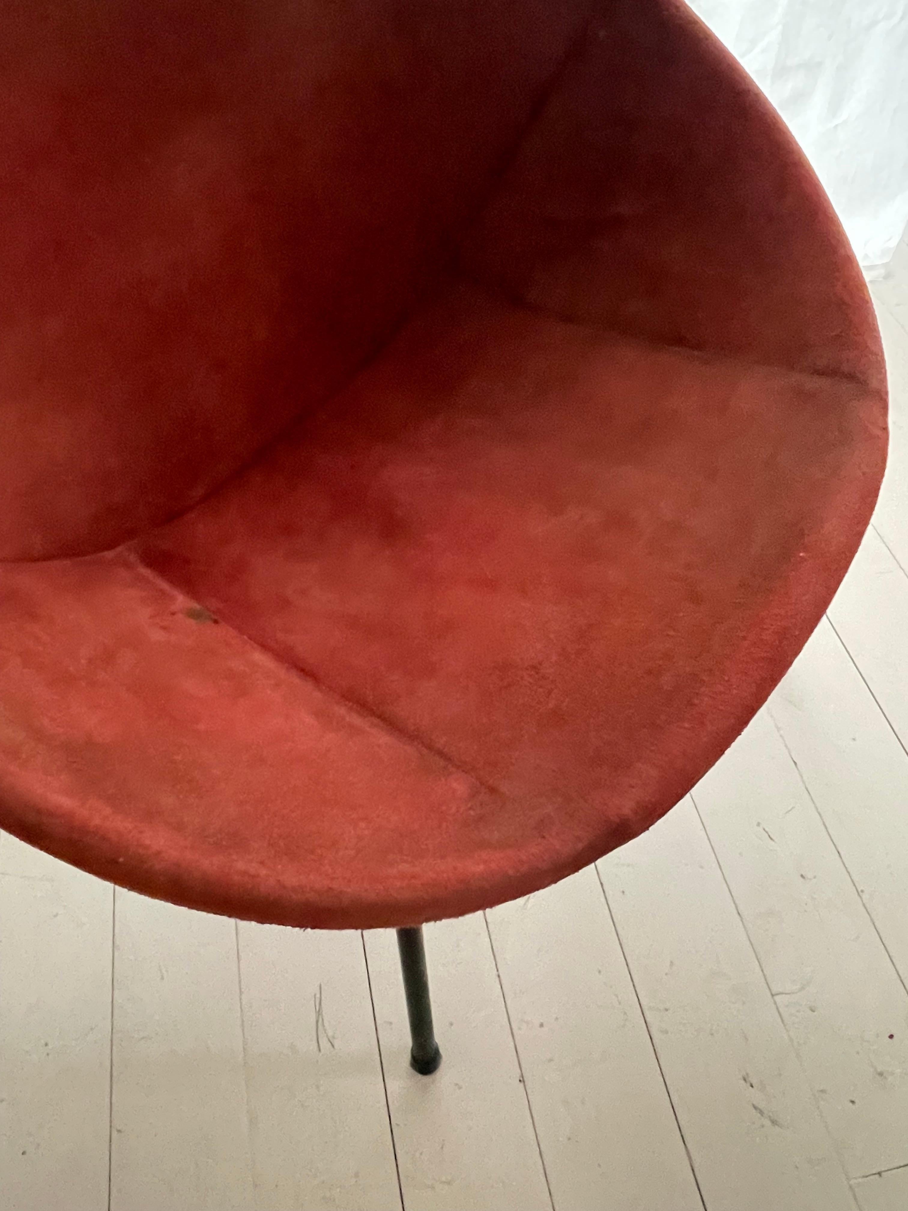 Hungarian Vintage Balloon Suede Easy Chair, 1960s, Hungary For Sale