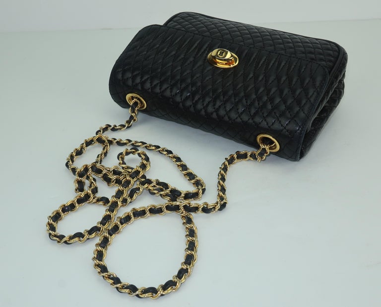 $1300 Bally Vintage Black Quilted Leather Double Flap Shoulder Chain Bag  Purse GHW & Matching Wallet - Lust4Labels