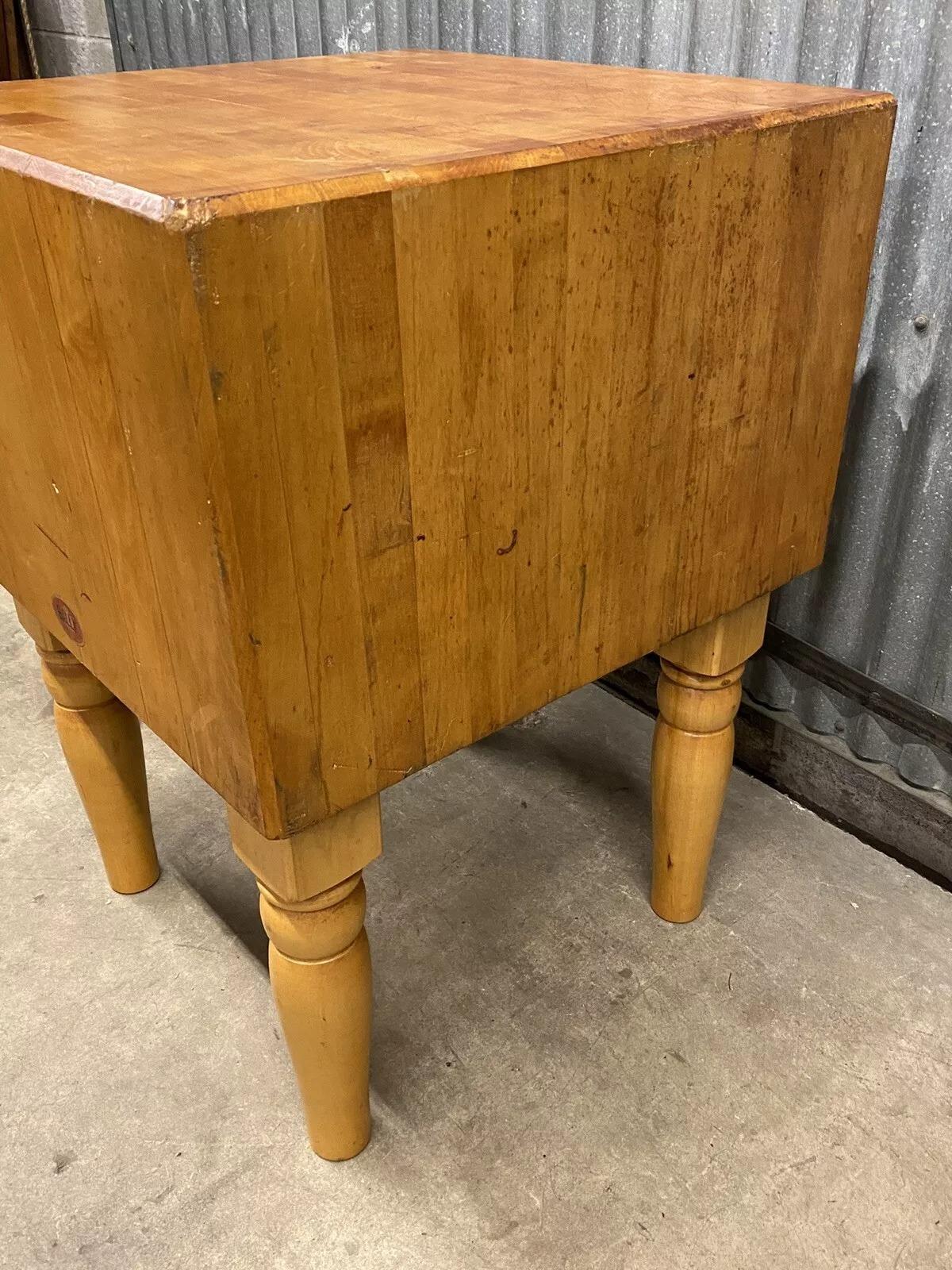 Vintage Bally Block Co French Provincial Maple Heavy Butcher Block Island Table 1