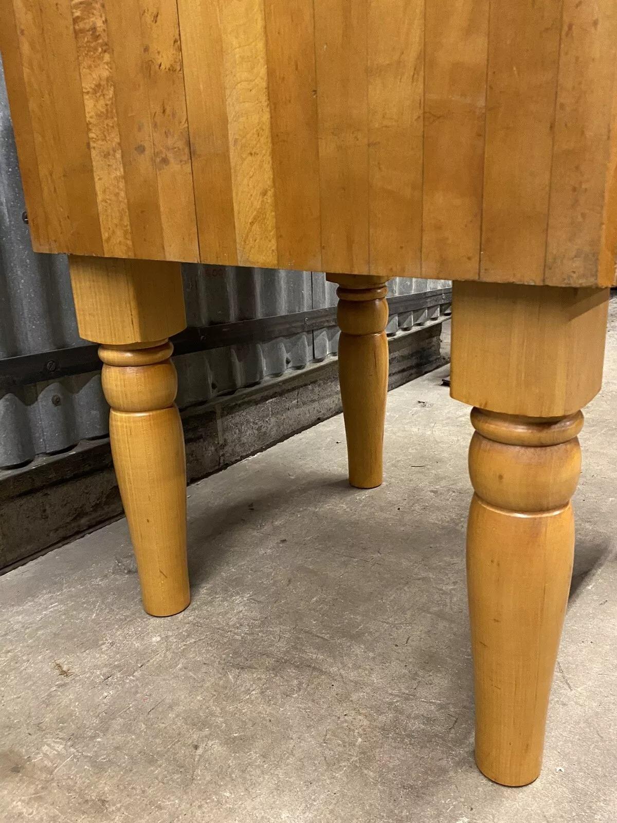 Vintage Bally Block Co French Provincial Maple Heavy Butcher Block Island Table 2