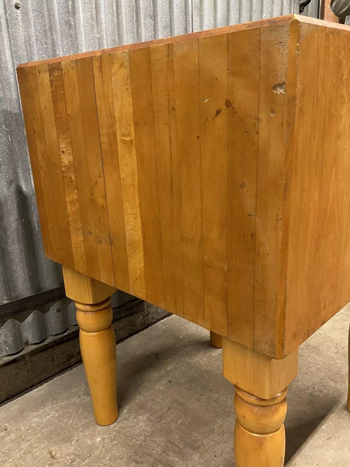 Vintage Bally Block Co French Provincial Maple Heavy Butcher Block Island Table 3
