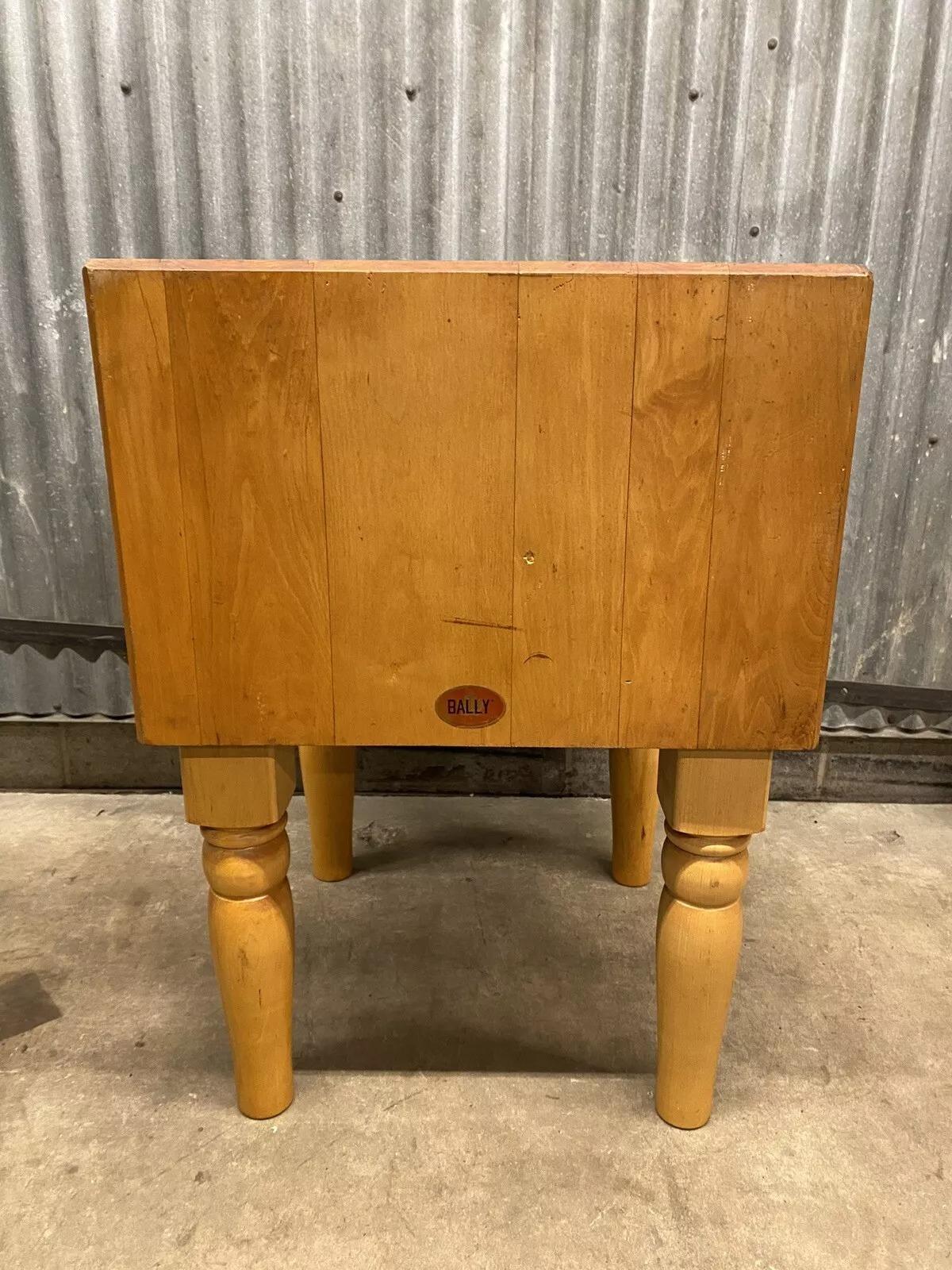 Unknown Vintage Bally Block Co French Provincial Maple Heavy Butcher Block Island Table