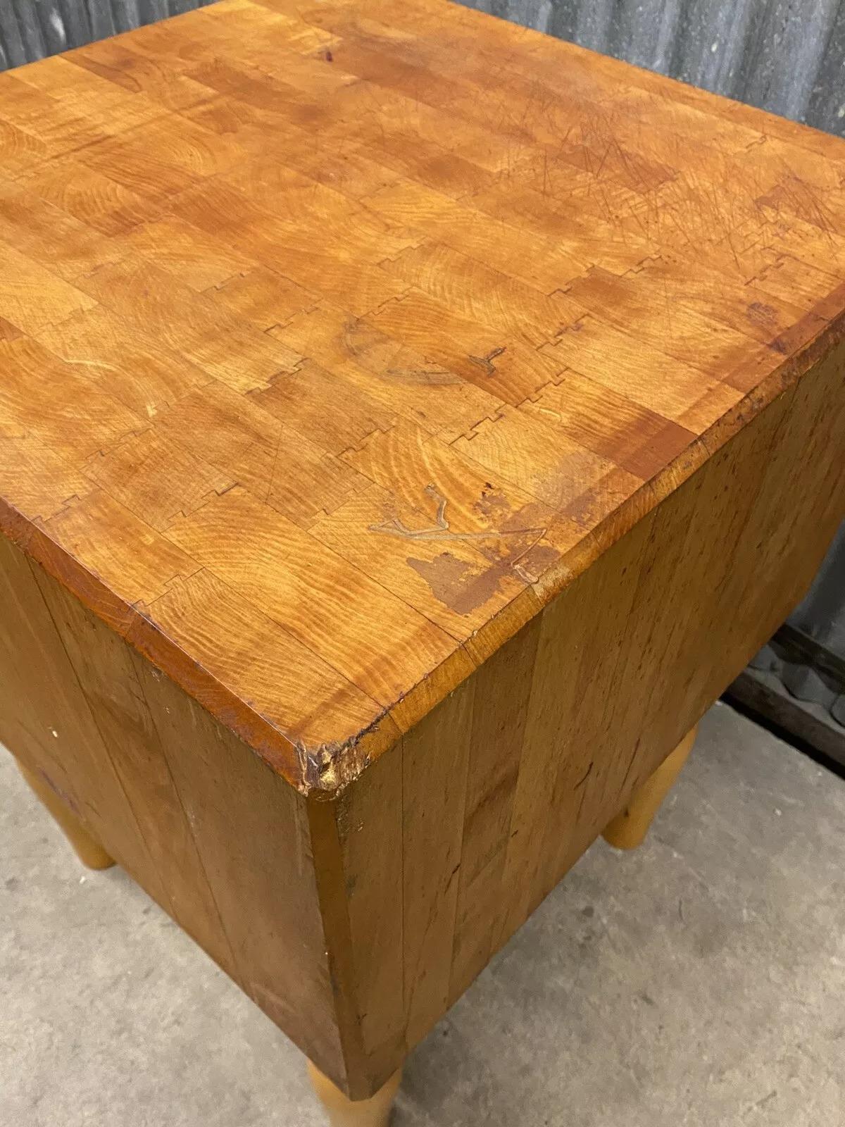 20th Century Vintage Bally Block Co French Provincial Maple Heavy Butcher Block Island Table