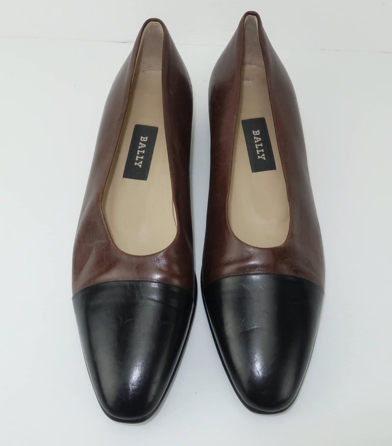 Vintage Bally Brown and Black Leather Spectator Shoes Sz 8N at 1stDibs