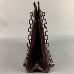 Vintage BALLY Burgundy & Silver Leather Shoulder Bag