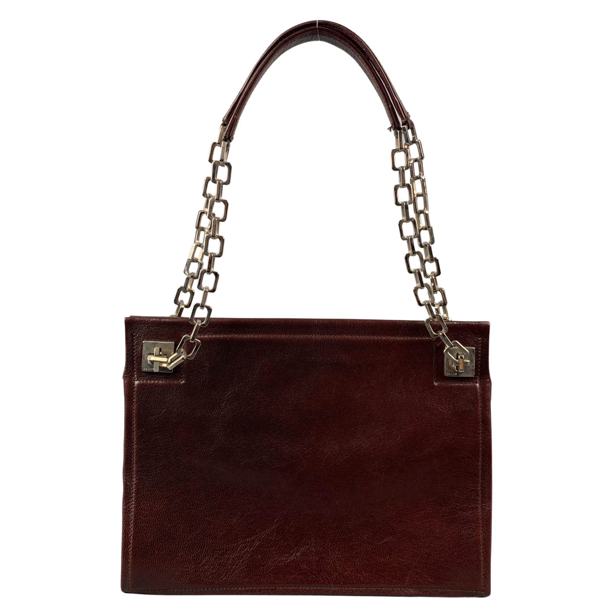 Vintage BALLY Burgundy and Silver Leather Shoulder Bag For Sale at 1stDibs  | silver leather handbag, bally shoulder bag vintage, vintage bally bag