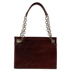 BALLY - Sac à bandoulière vintage en cuir argenté et bourgogne