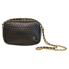 Borsa a tracolla vintage Bally in pelle trapuntata nera
