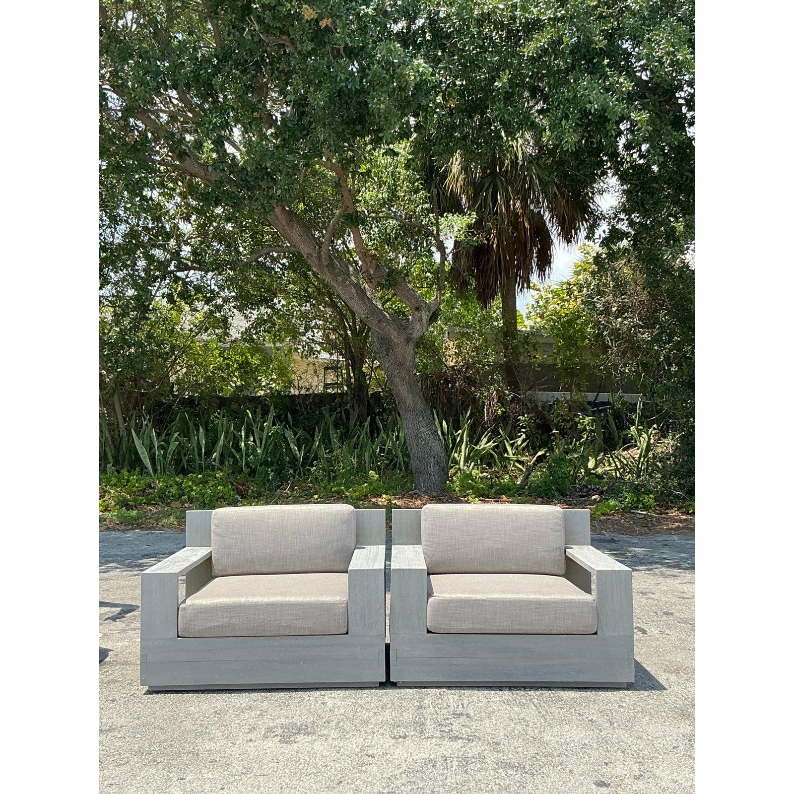 Vintage “Balmai” Wash Teak Lounge Chairs After RH - A Pair For Sale 4