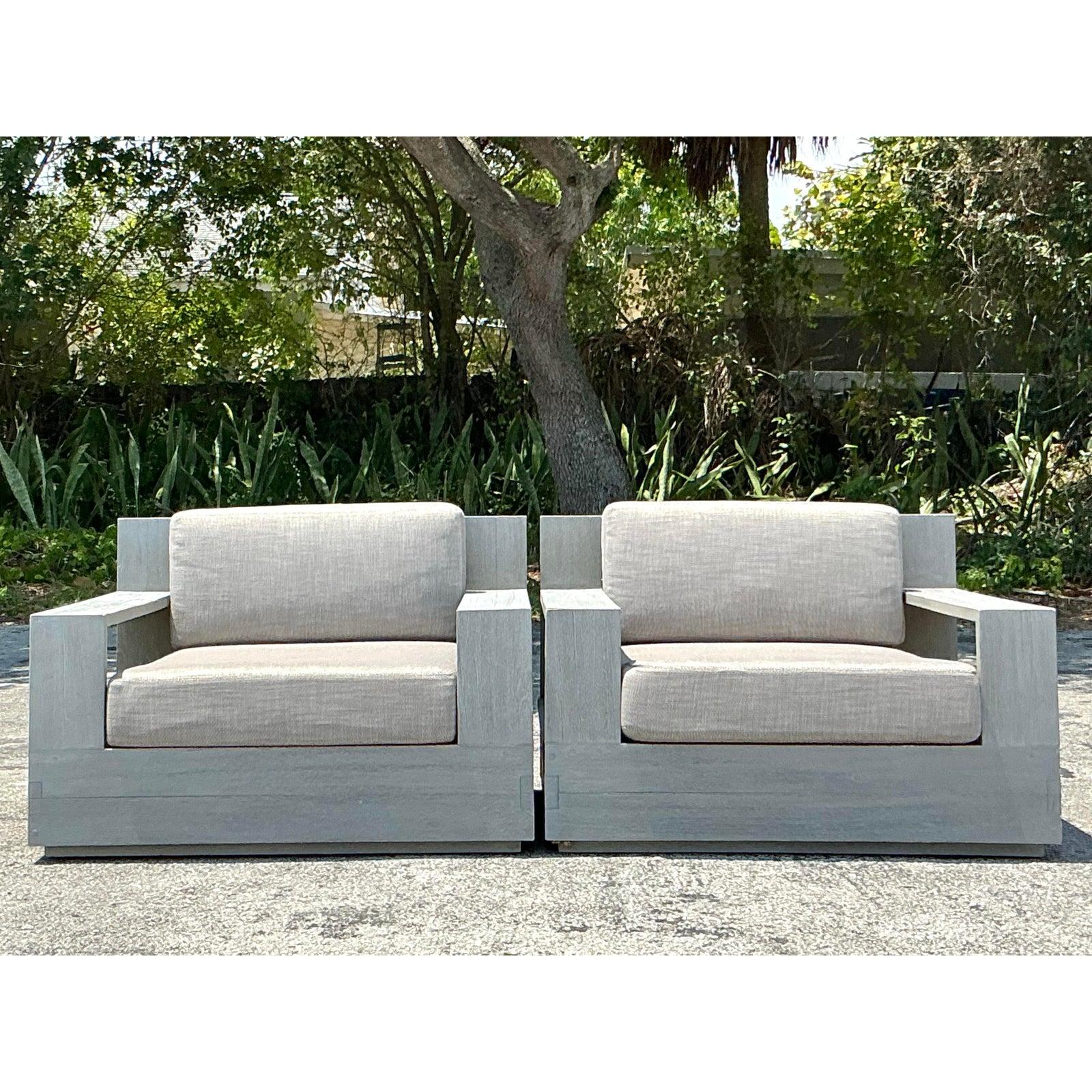 Vintage “Balmai” Wash Teak Lounge Chairs After RH - A Pair For Sale 5