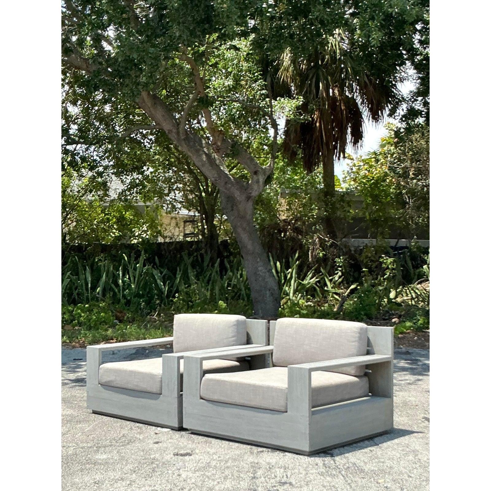 Vintage “Balmai” Wash Teak Lounge Chairs After RH - A Pair For Sale 1