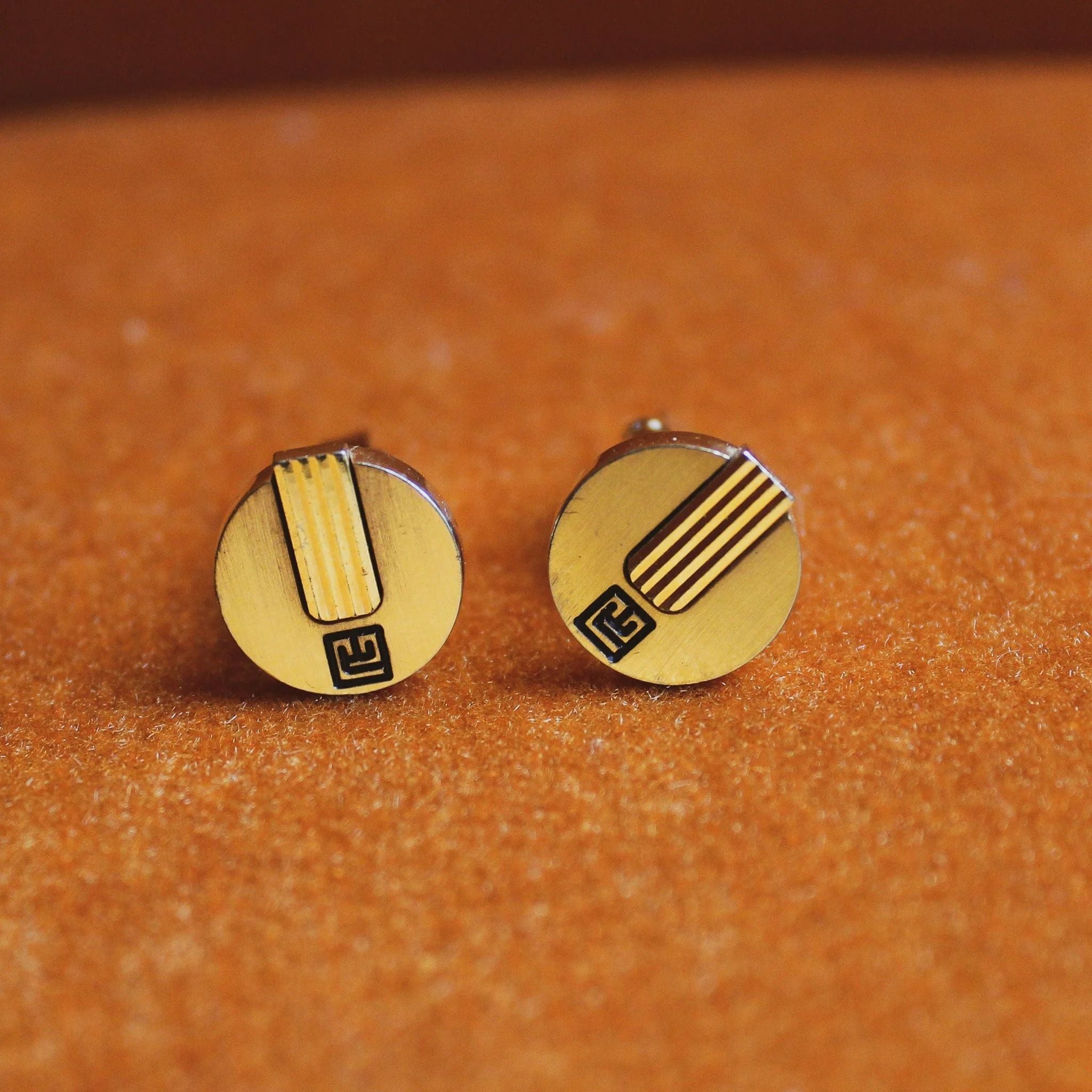 Vintage Balmain Gold Plated Cufflinks, 1980s For Sale