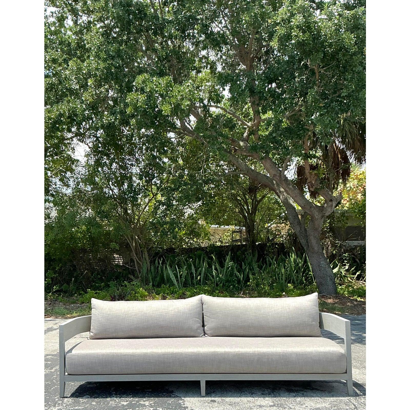 Vintage “Balmain” Outdoor Teak Sofa After RH For Sale 2
