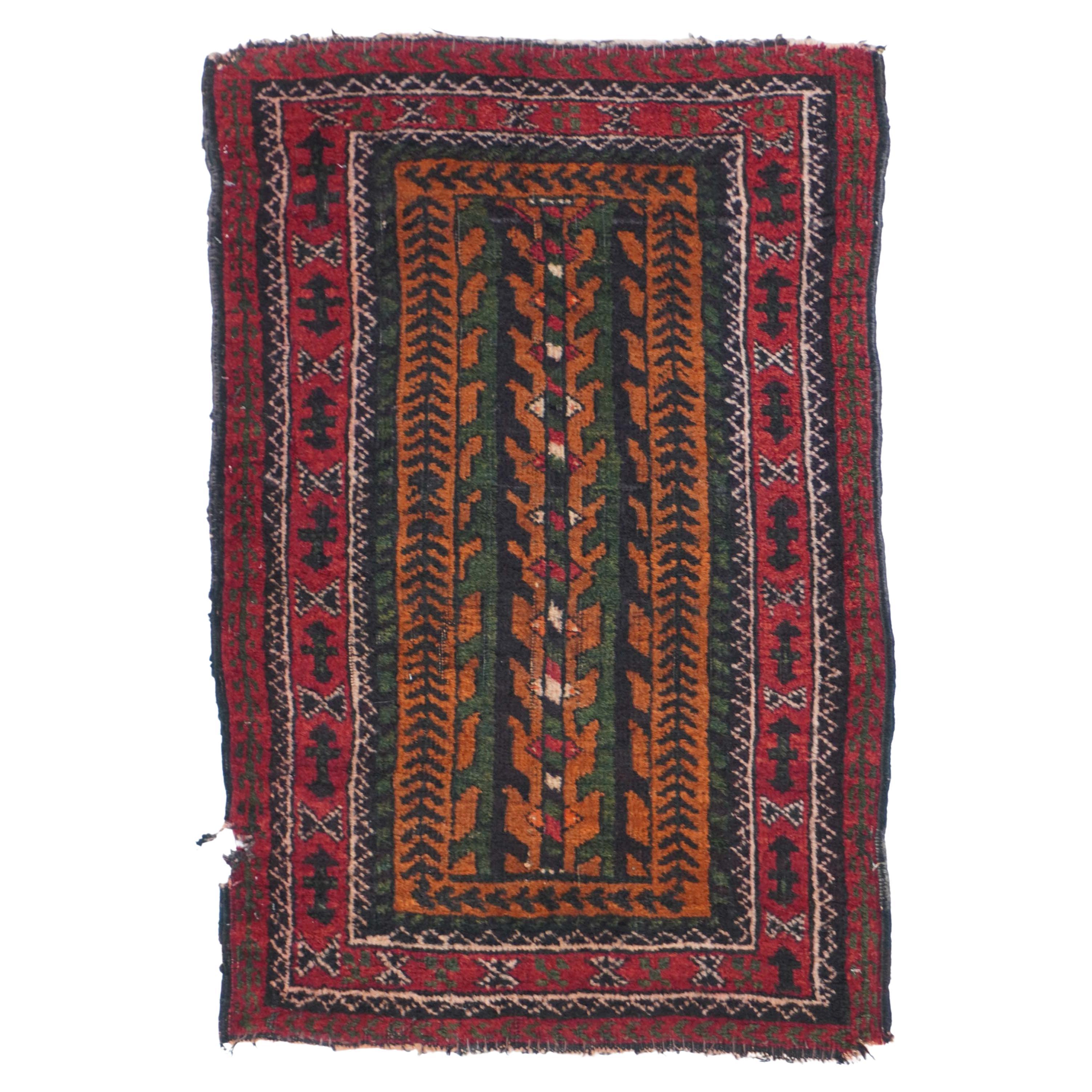 Vintage Balouch Rug 1'10'' x 2'7'' For Sale