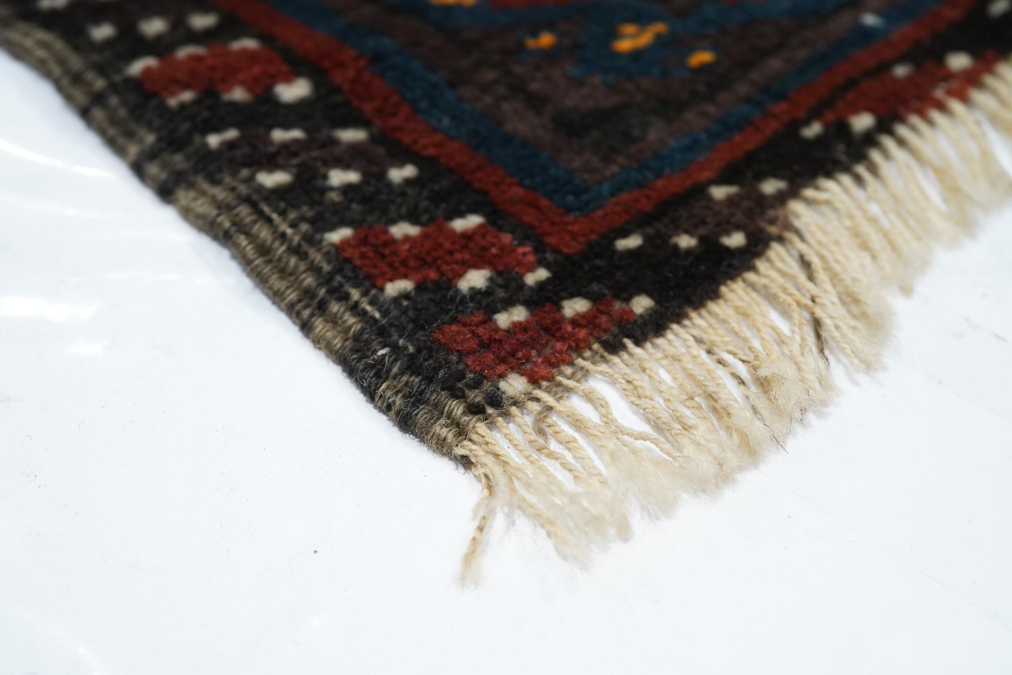 Vintage Balouch Rug 2'2'' x 2'4'' In Good Condition For Sale In New York, NY