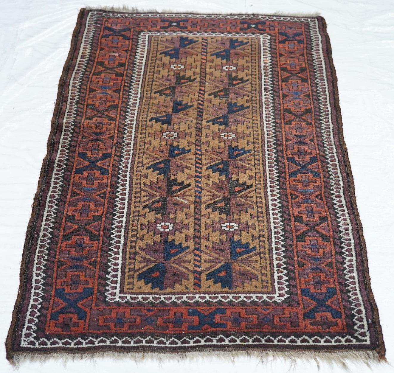 Vintage Balouch Rug 2'9'' x 4'10'' For Sale 1