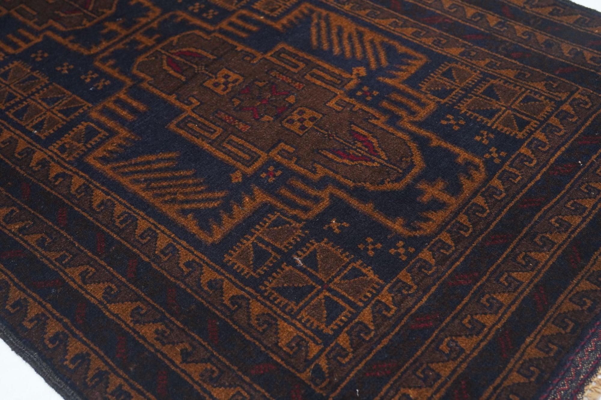 Vintage Balouch Rug 2'9'' x 4'2'' In Good Condition For Sale In New York, NY