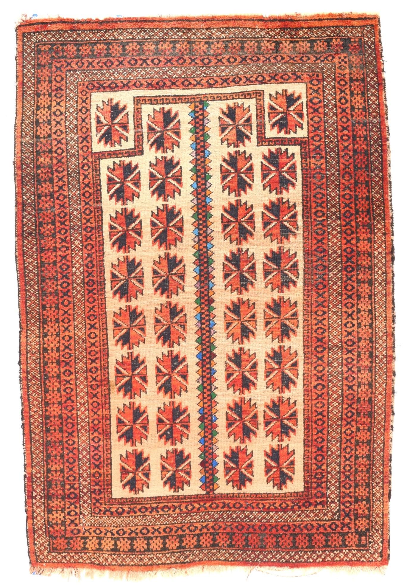 Vintage Balouch Rug 3'2'' x 4'2'' In Good Condition For Sale In New York, NY
