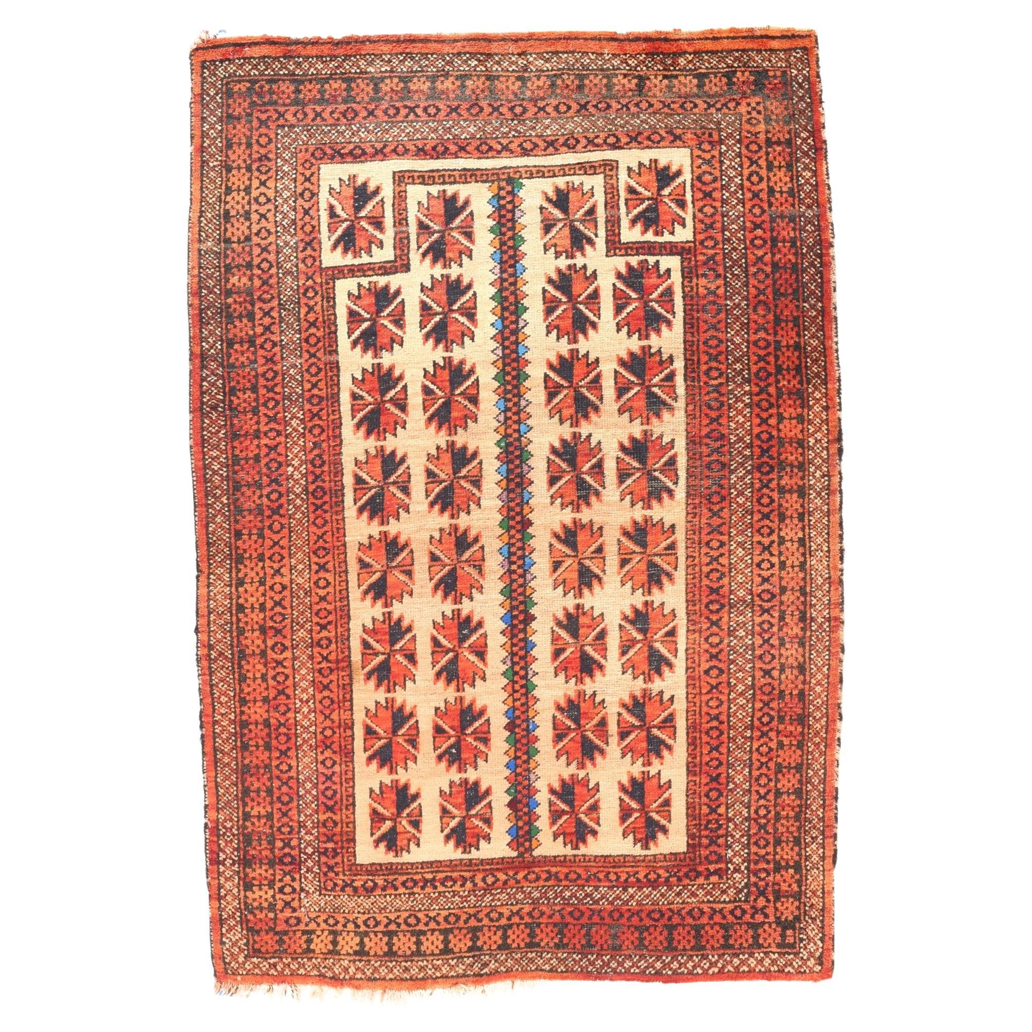 Vintage Balouch Rug 3'2'' x 4'2'' For Sale