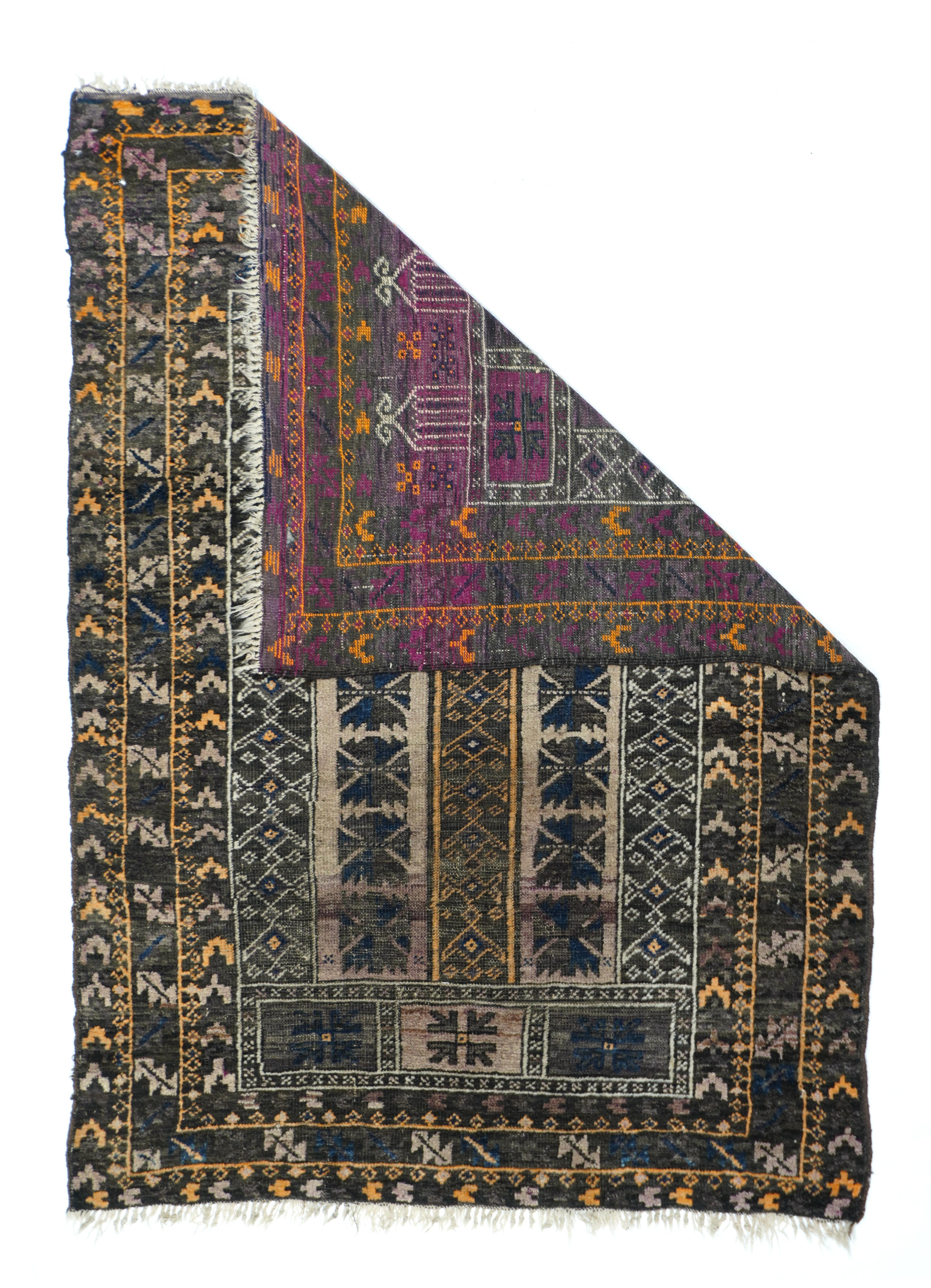 Vintage Balouch rug 3'3'' x 4'8''.