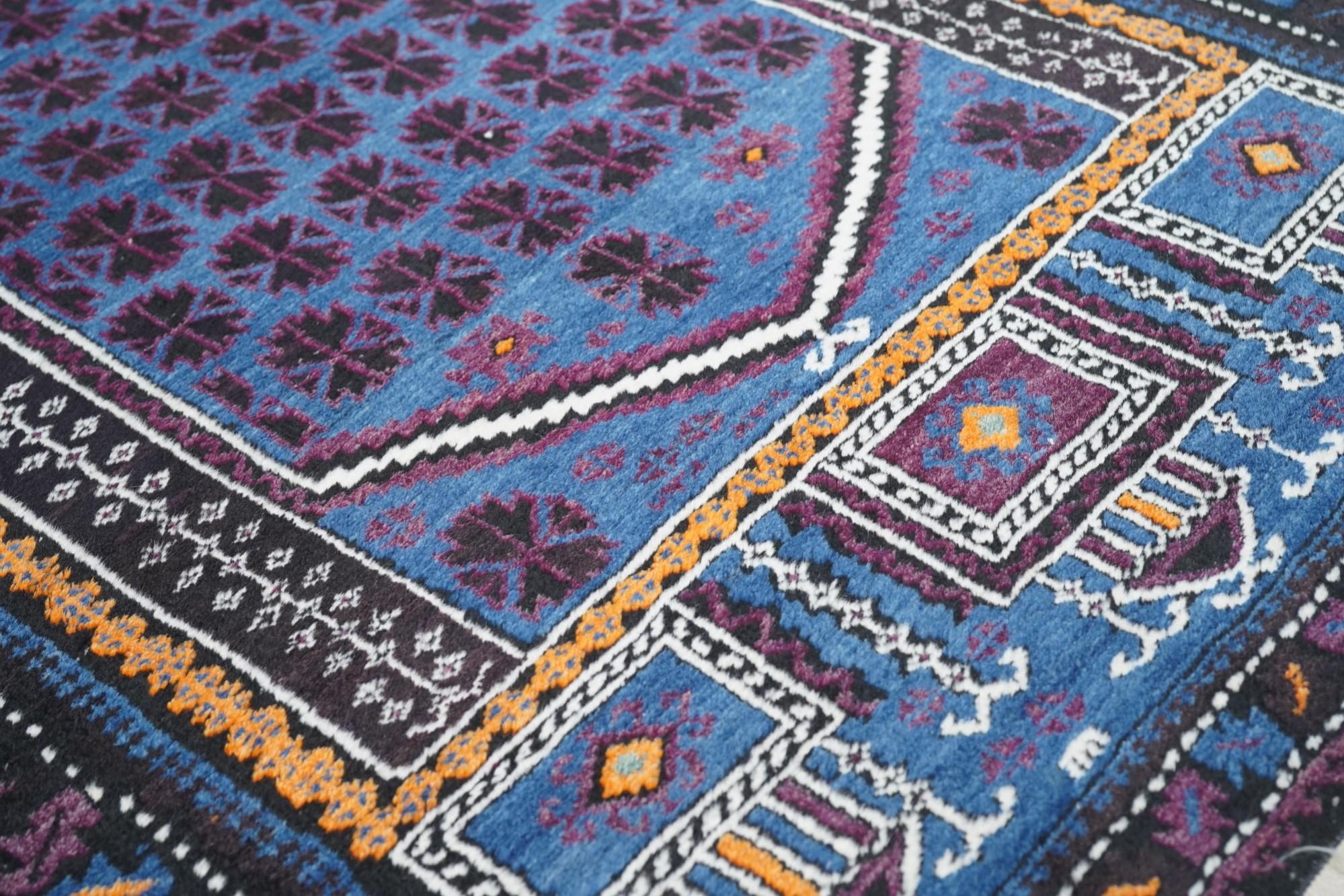Wool Vintage Balouch Rug 3'3'' x 5'5'' For Sale