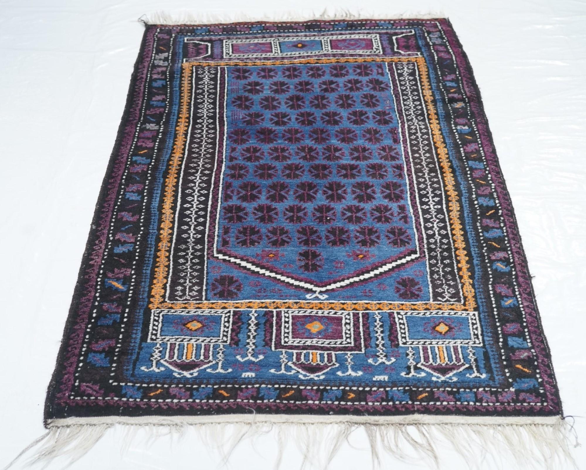Vintage Balouch Rug 3'3'' x 5'5'' For Sale 2