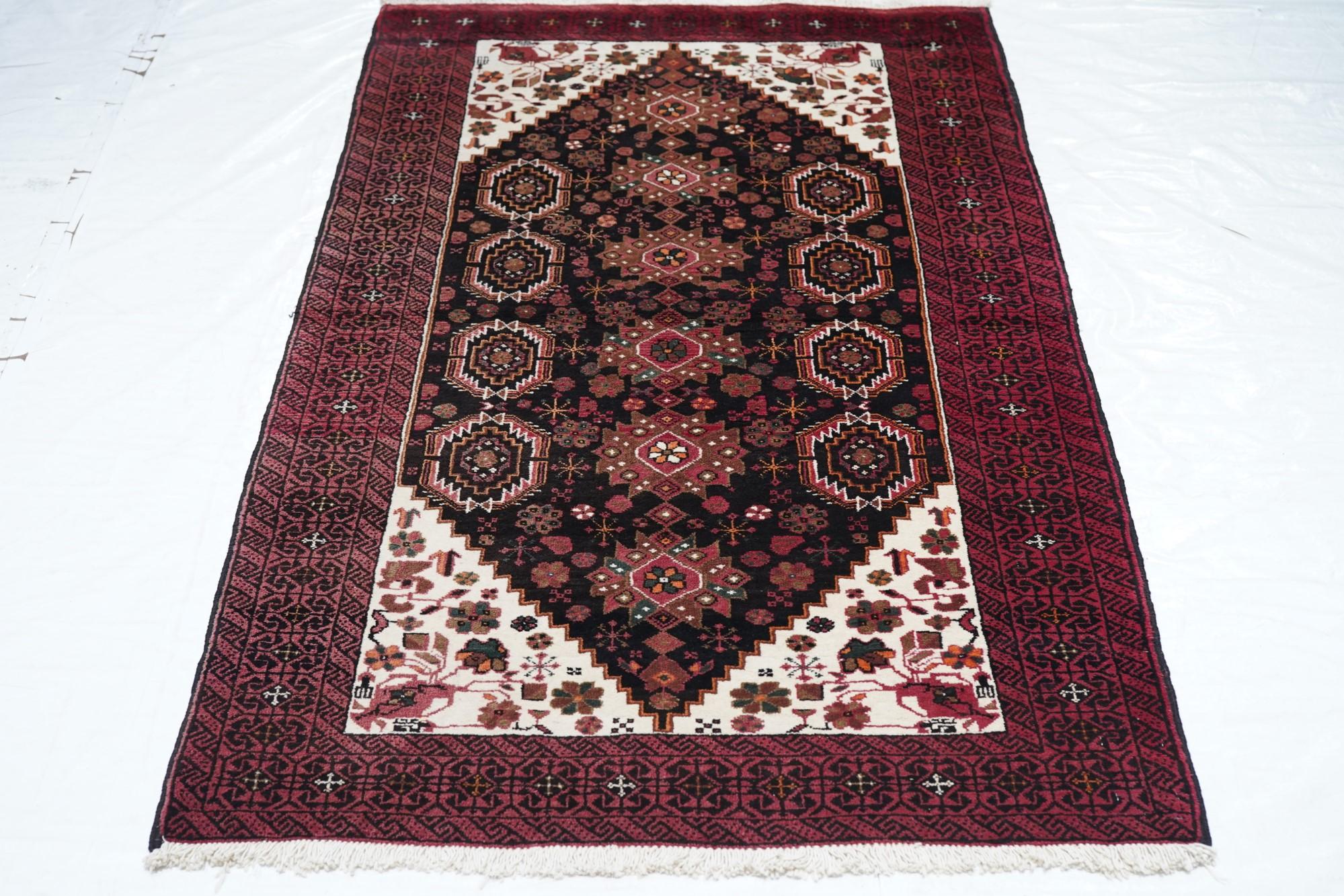 Vintage Balouch Rug 3'4'' x 6'6'' For Sale 1