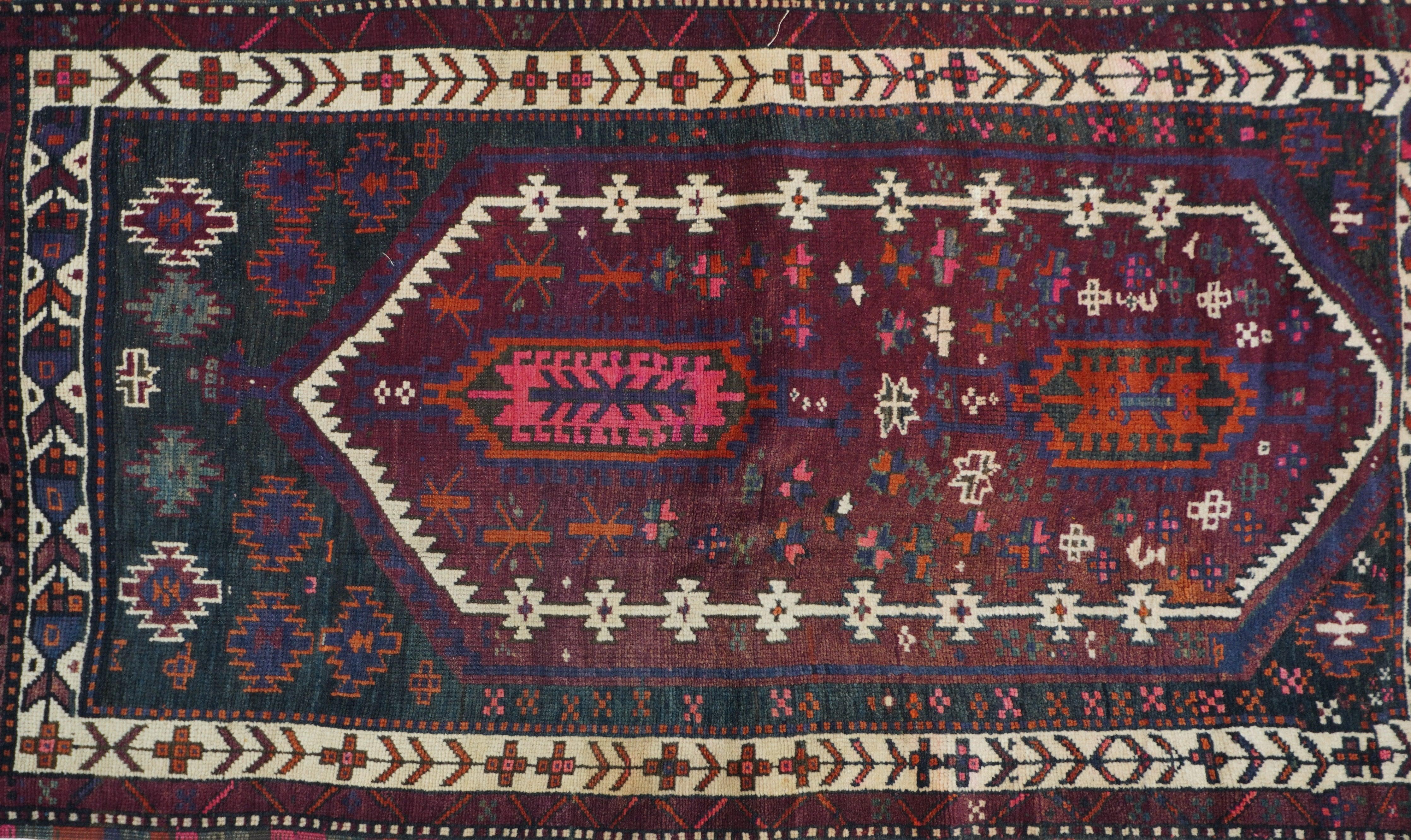 Persian Vintage Balouch Rug 3'5'' x 6'2'' For Sale