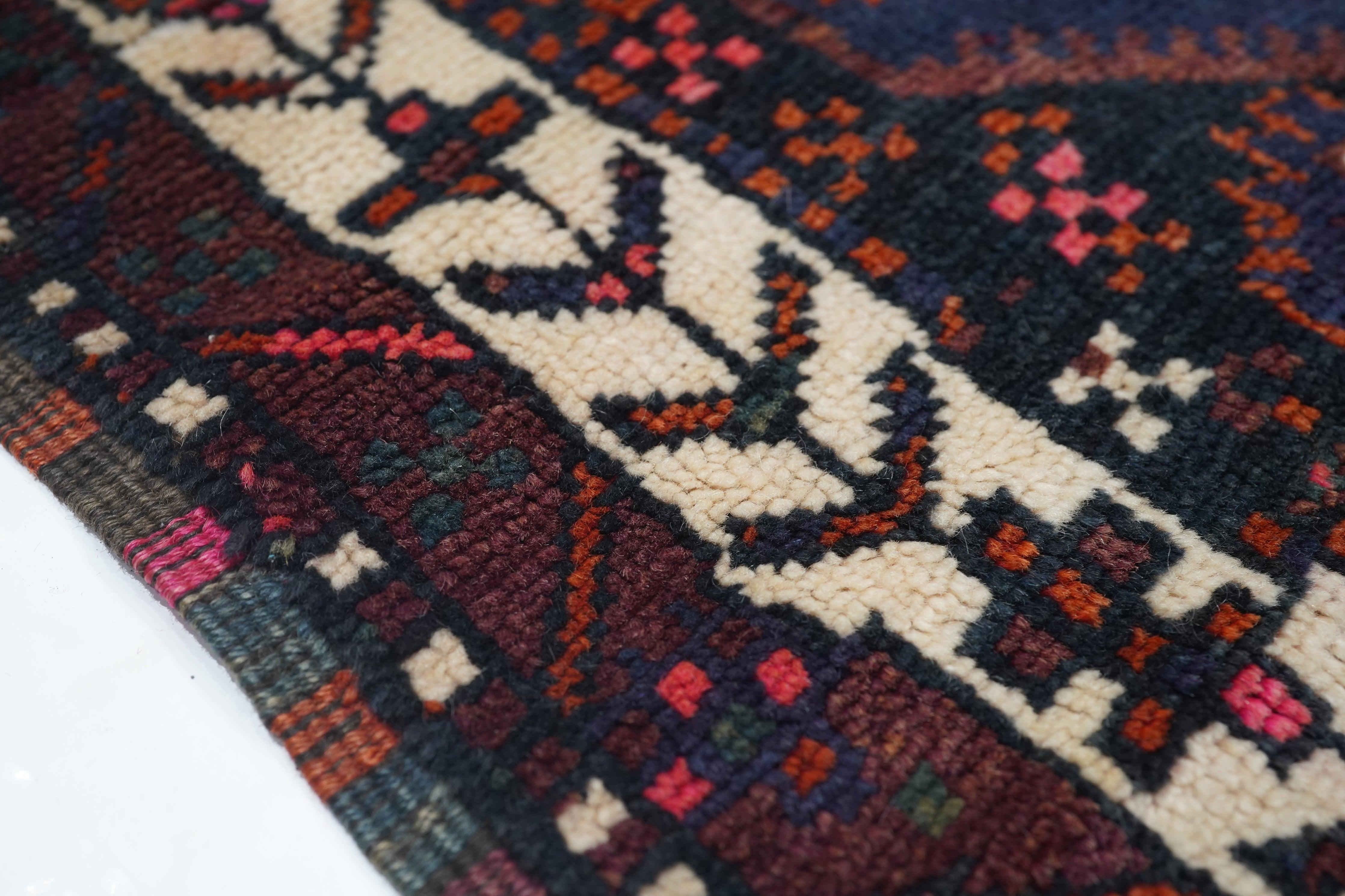 20th Century Vintage Balouch Rug 3'5'' x 6'2'' For Sale