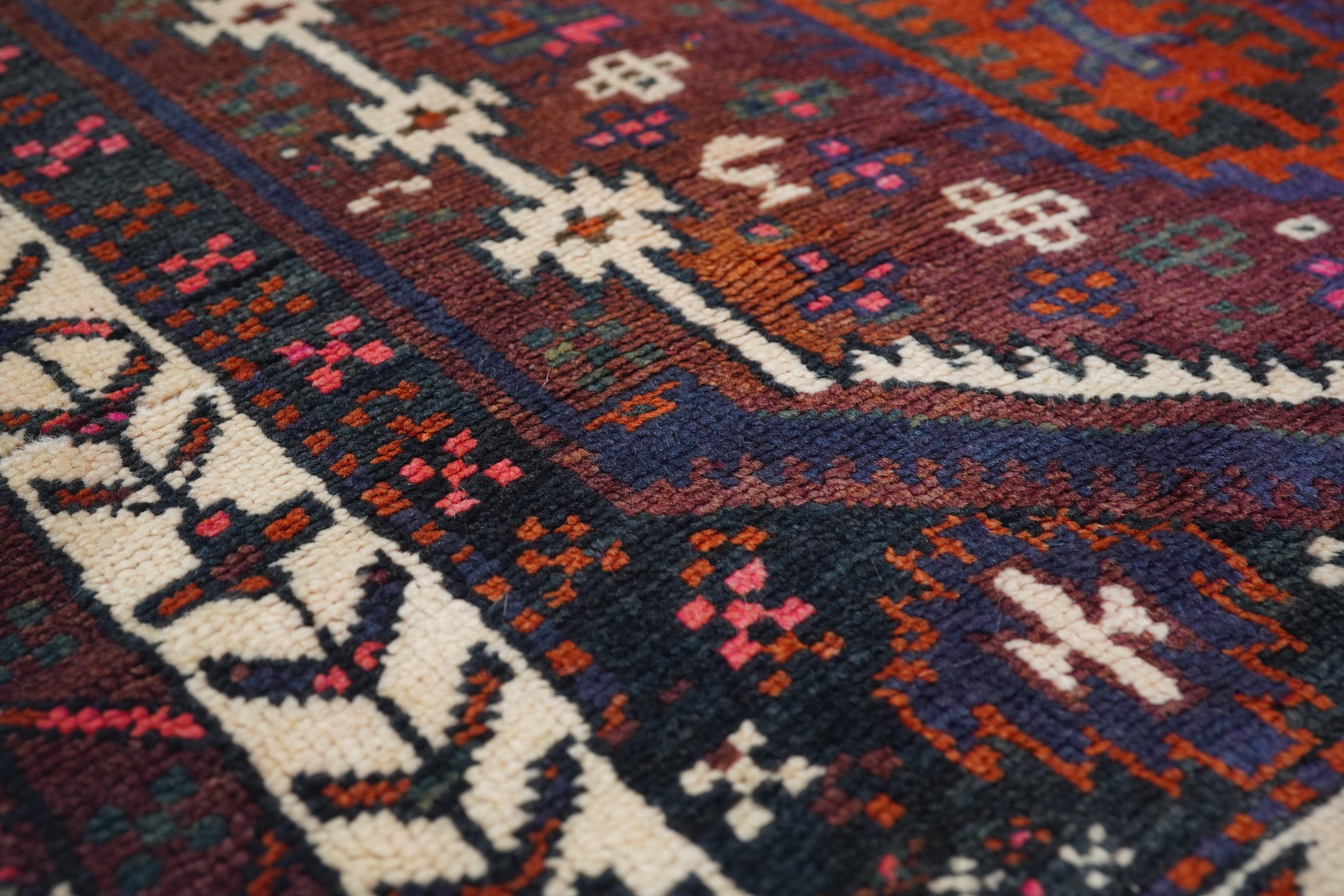 Vintage Balouch Rug 3'5'' x 6'2'' For Sale 1
