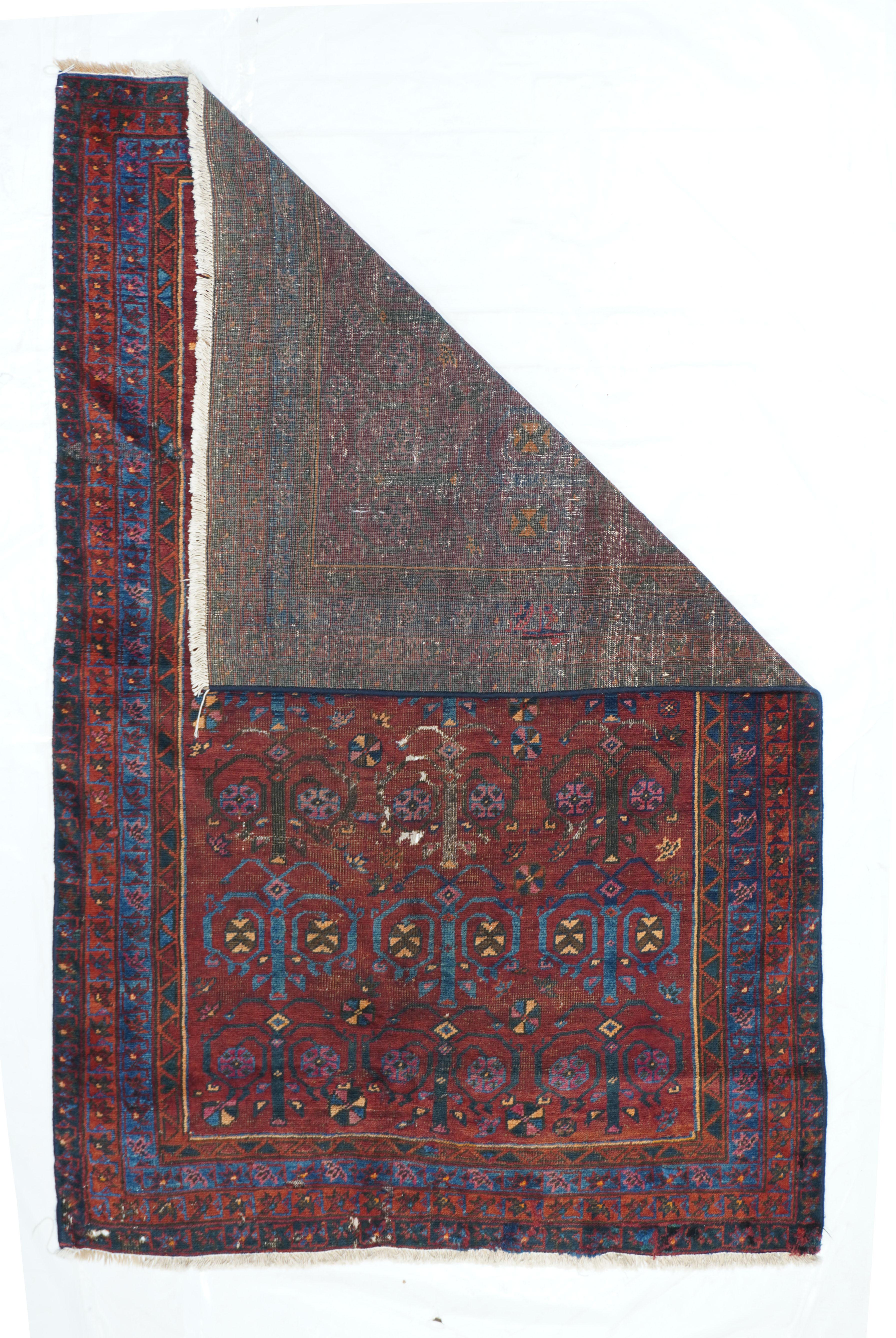 Vintage Balouch rug¬†3'7'' x 5'6''.