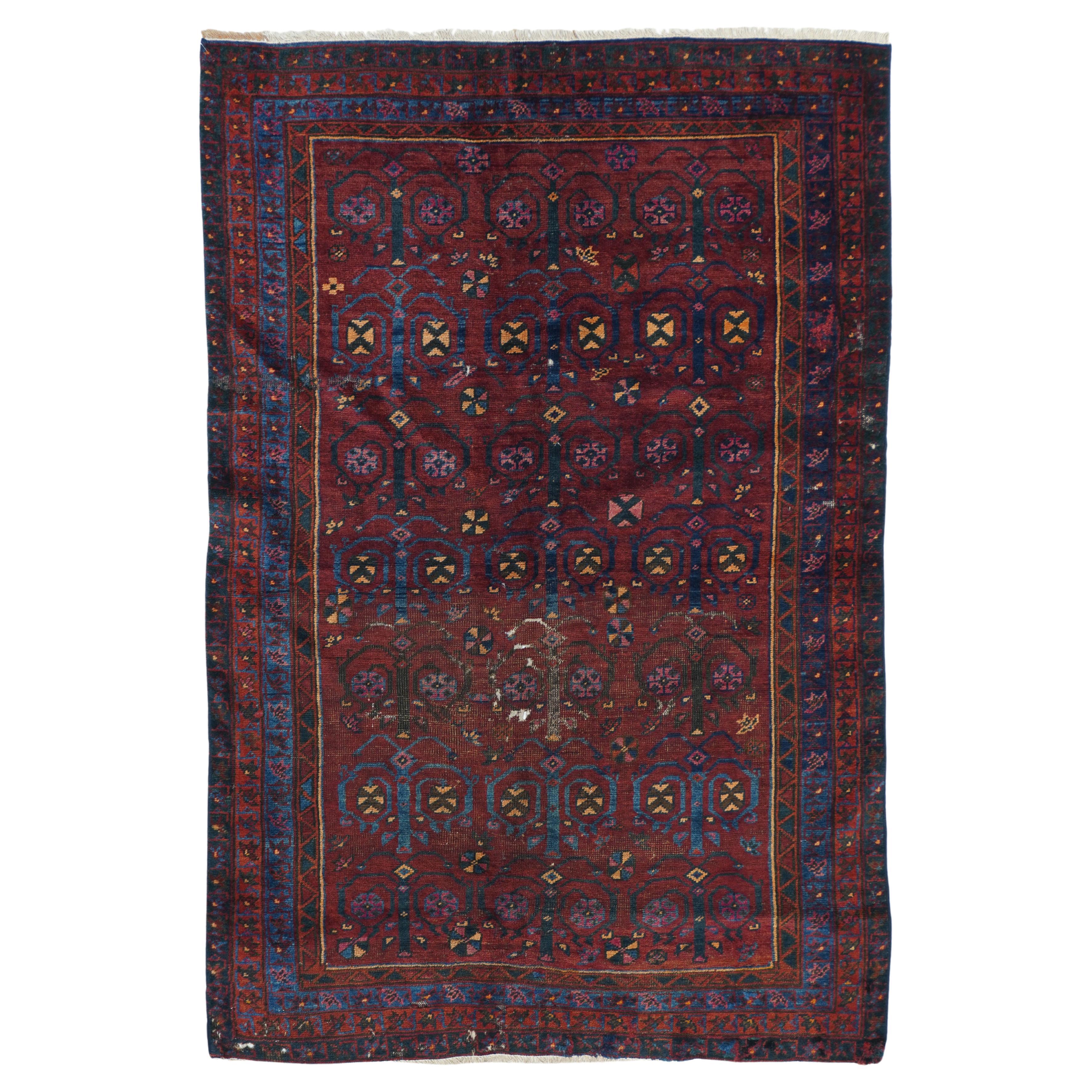 Vintage Balouch Rug 3'7'' x 5'6'' For Sale