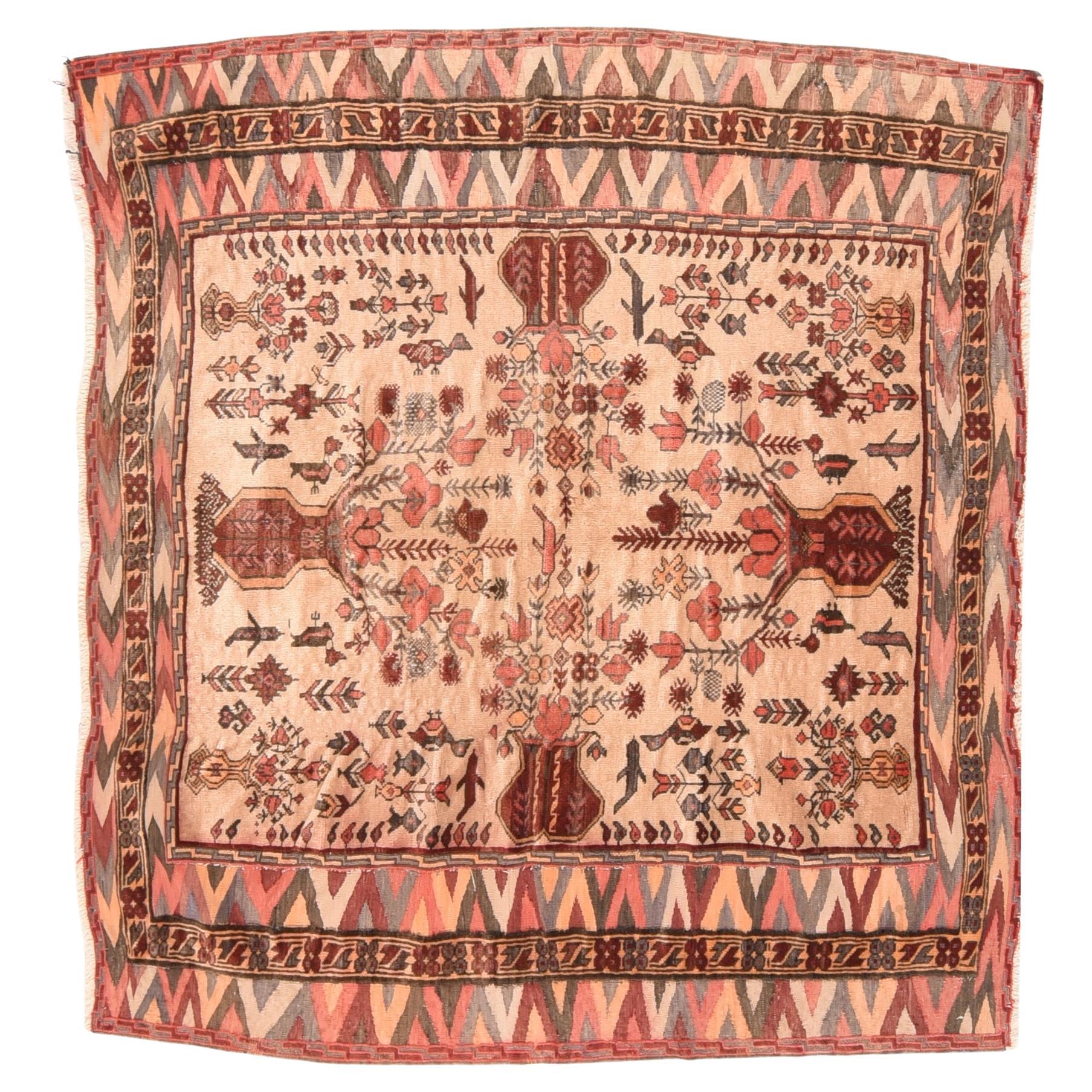 Vintage Balouch Rug 4'9'' x 5'2'' For Sale