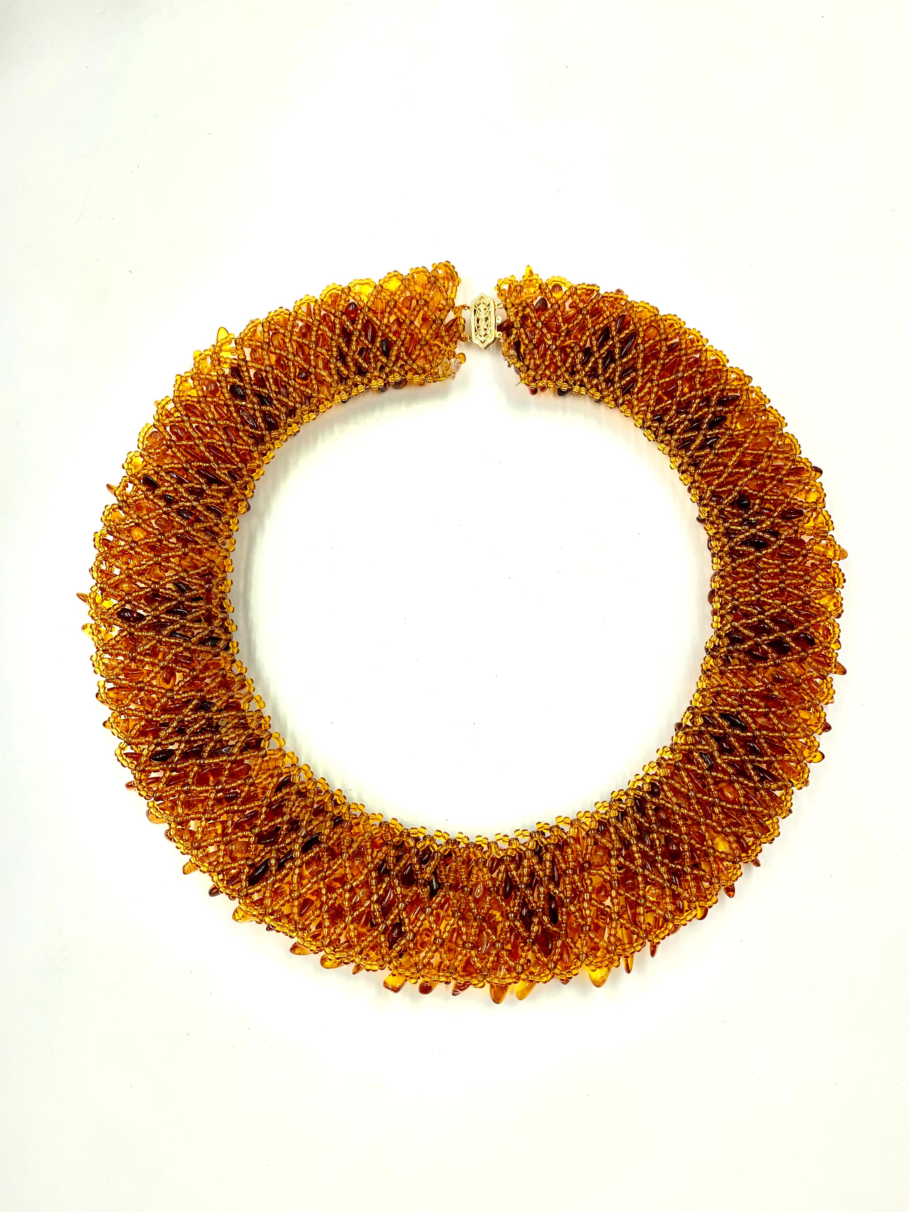 Vintage Baltic Amber Wide Collar Necklace, 20th Century For Sale 1