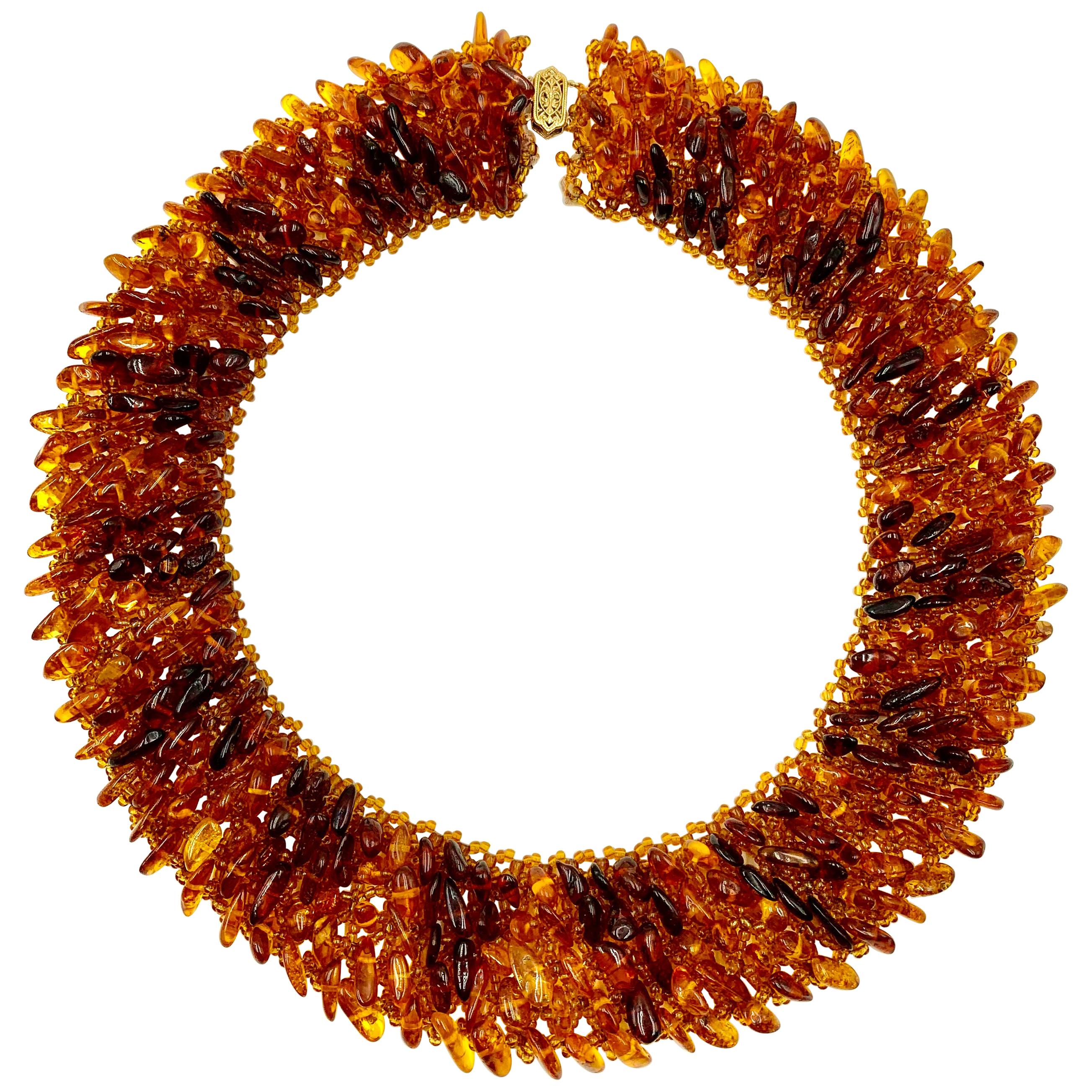 Vintage Baltic Amber Wide Collar Necklace, 20th Century
