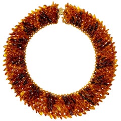 Collier large vintage en ambre baltique avec collier, XXe siècle