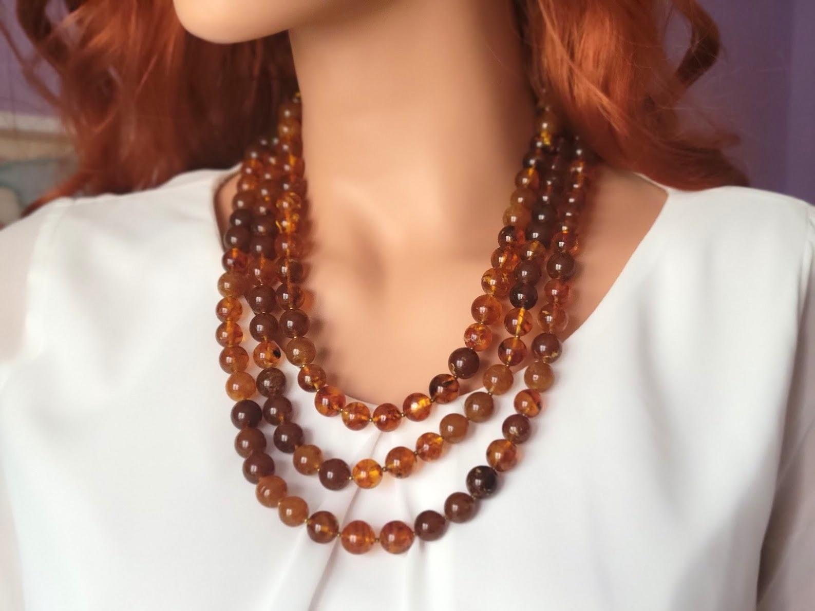 Vintage Baltic Amber Long Necklace 72