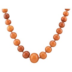 Vintage Baltic Amber Necklace 38.72g 27.5" Egg-Shaped Graduated Beads Natural
