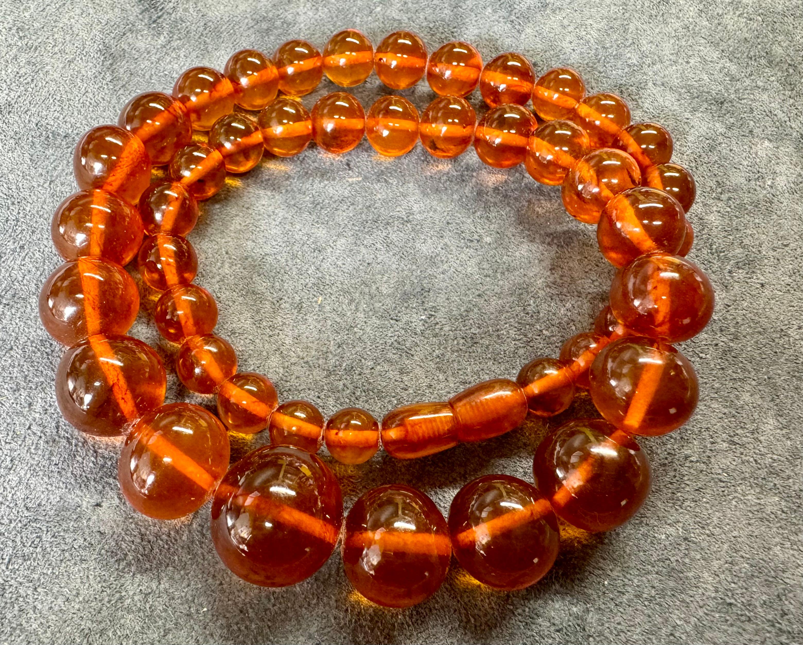 Vintage Baltic Amber necklace from the 1960s

Well done Amber!

The length of the amber necklace is 54 cm. The size of the beads varies from 9 to 20 mm.
Amber color is Transparent.
Inclusions are clearly visible inside
The necklace is attached with