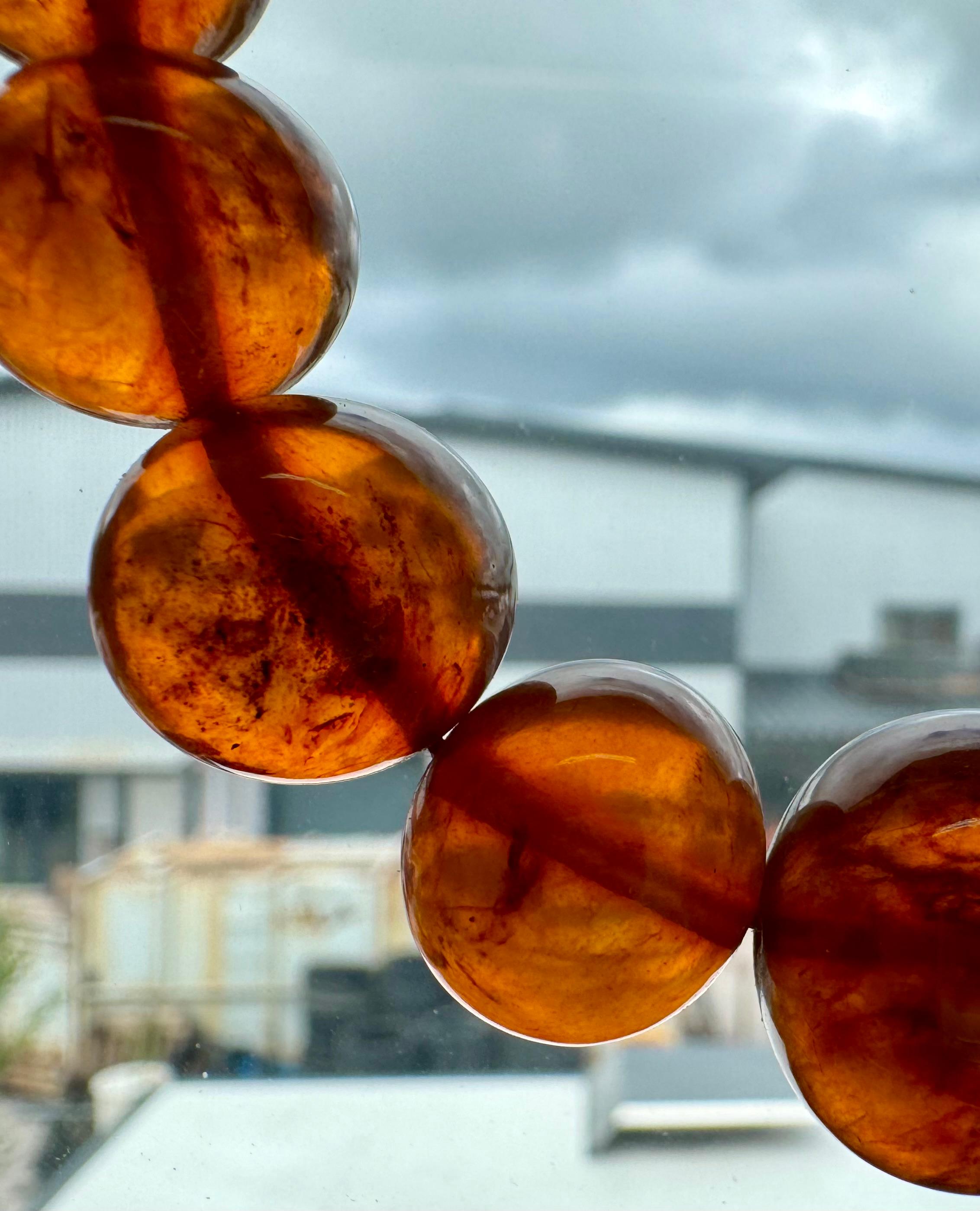 Russian Revival Vintage Baltic Amber necklace from the 1950-60s For Sale