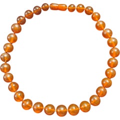 Collar vintage de cuentas graduadas de ámbar báltico naranja con cierre de rosca de cuentas