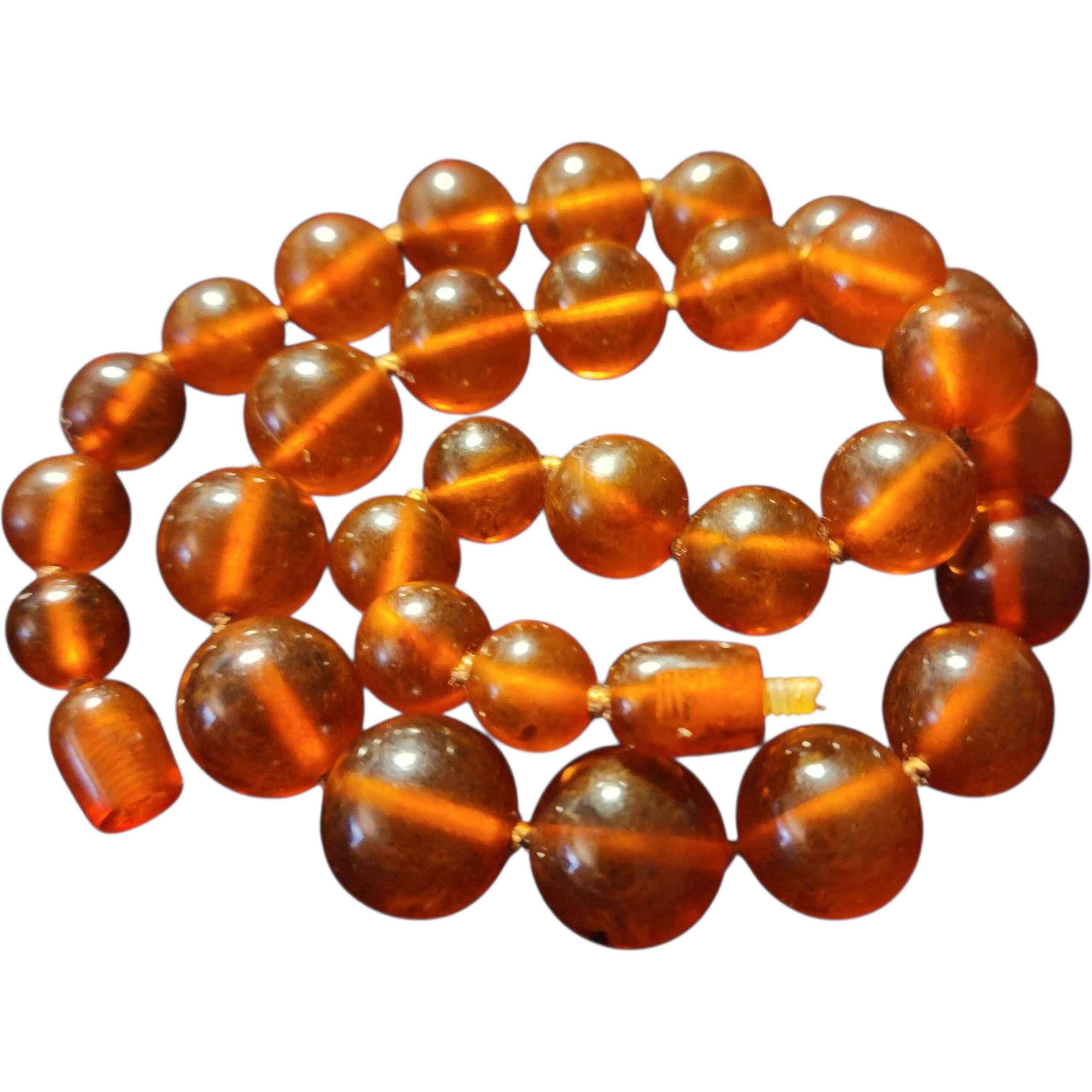 Collar vintage de cuentas graduadas de ámbar báltico naranja con cierre de rosca de cuentas Cuenta en venta