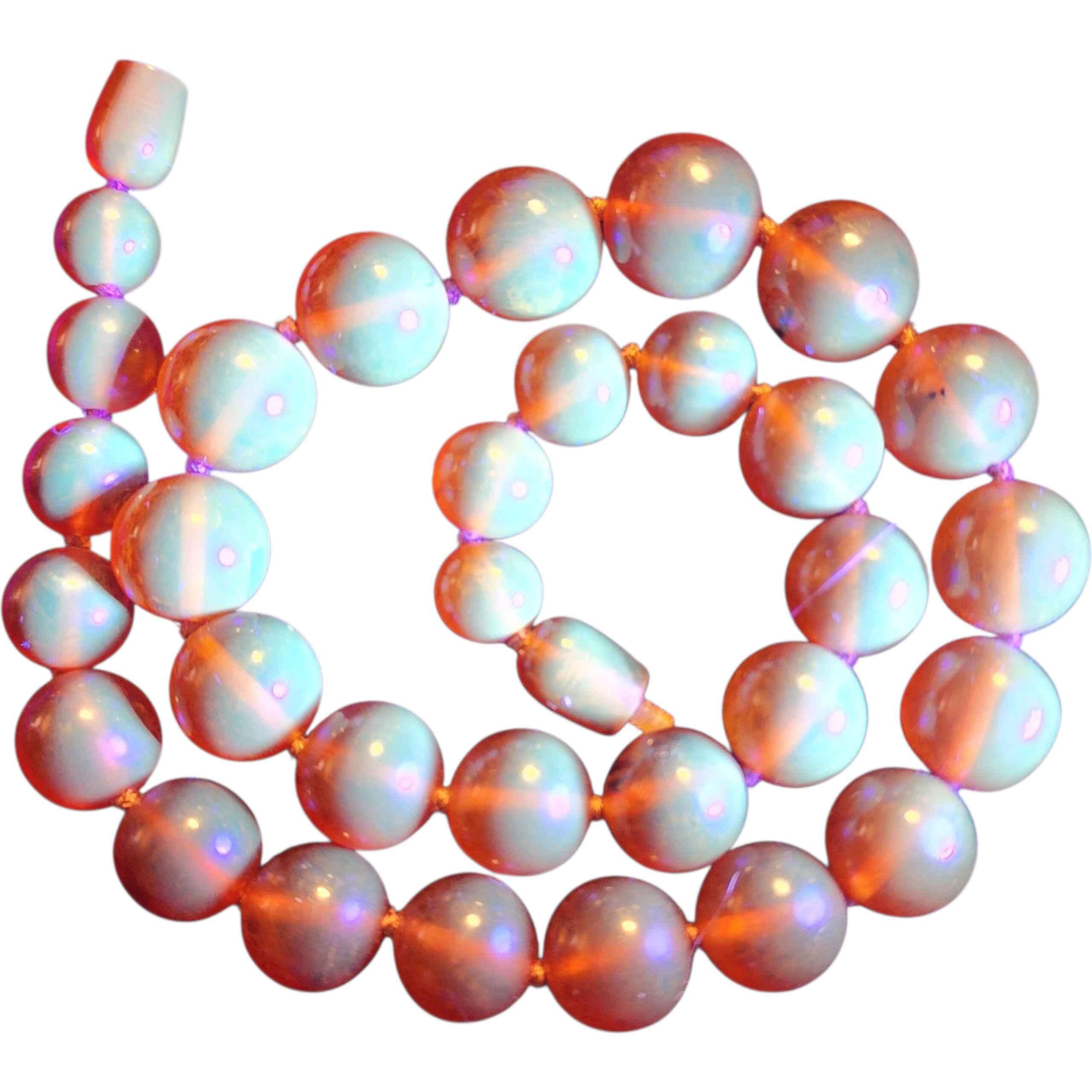 Femenino o masculino Collar vintage de cuentas graduadas de ámbar báltico naranja con cierre de rosca de cuentas en venta