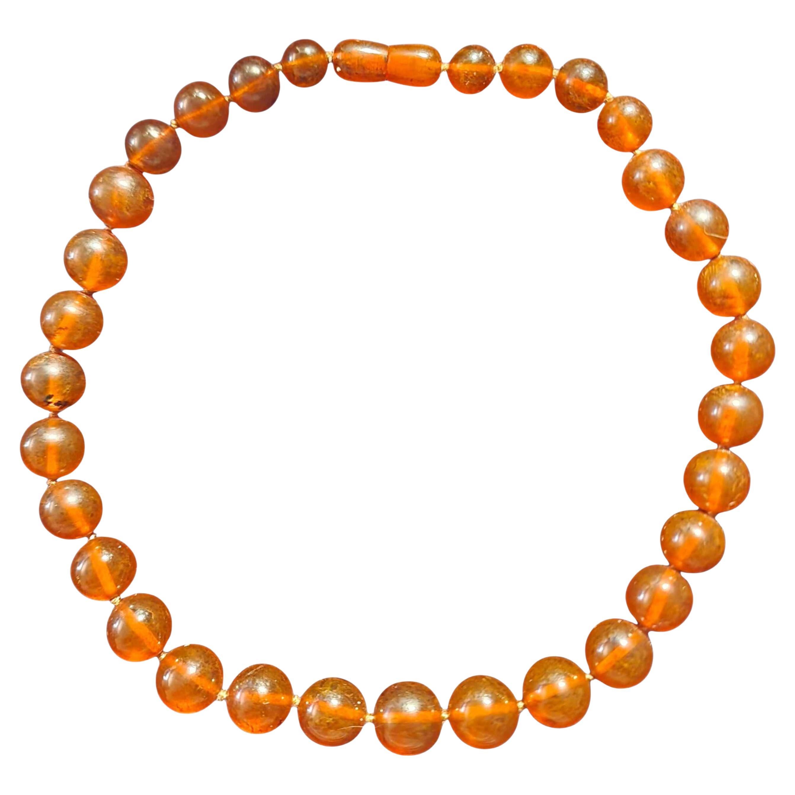 Vintage Baltic Amber Orange abgestufte Perle Halskette mit Perle Schraubverschluss