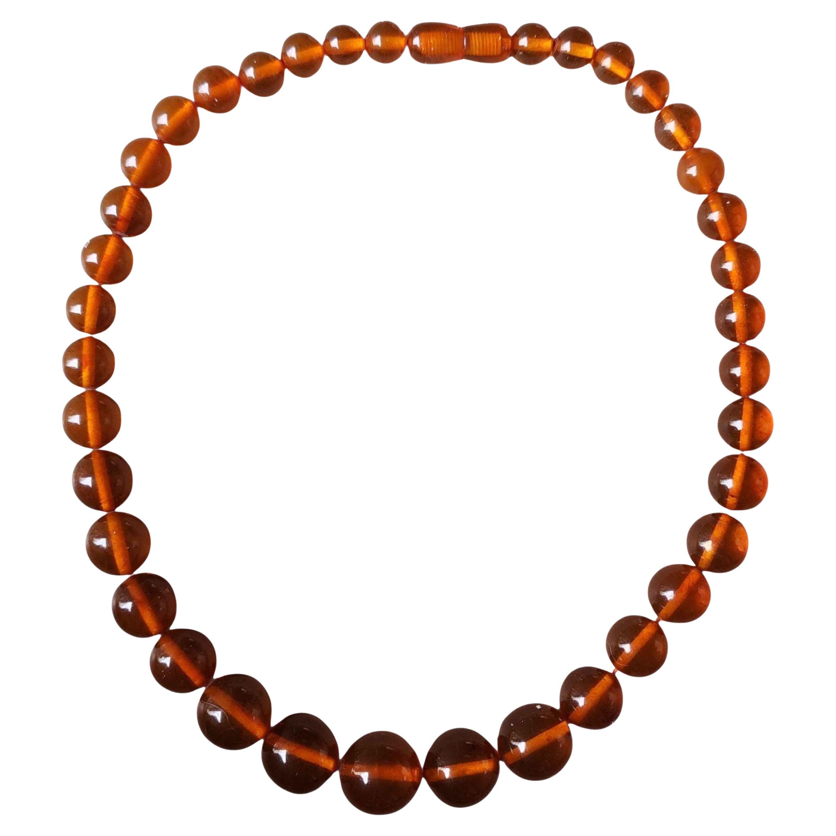 Vintage Baltic Amber Orange abgestufte Perle Halskette mit Perle Schraubverschluss